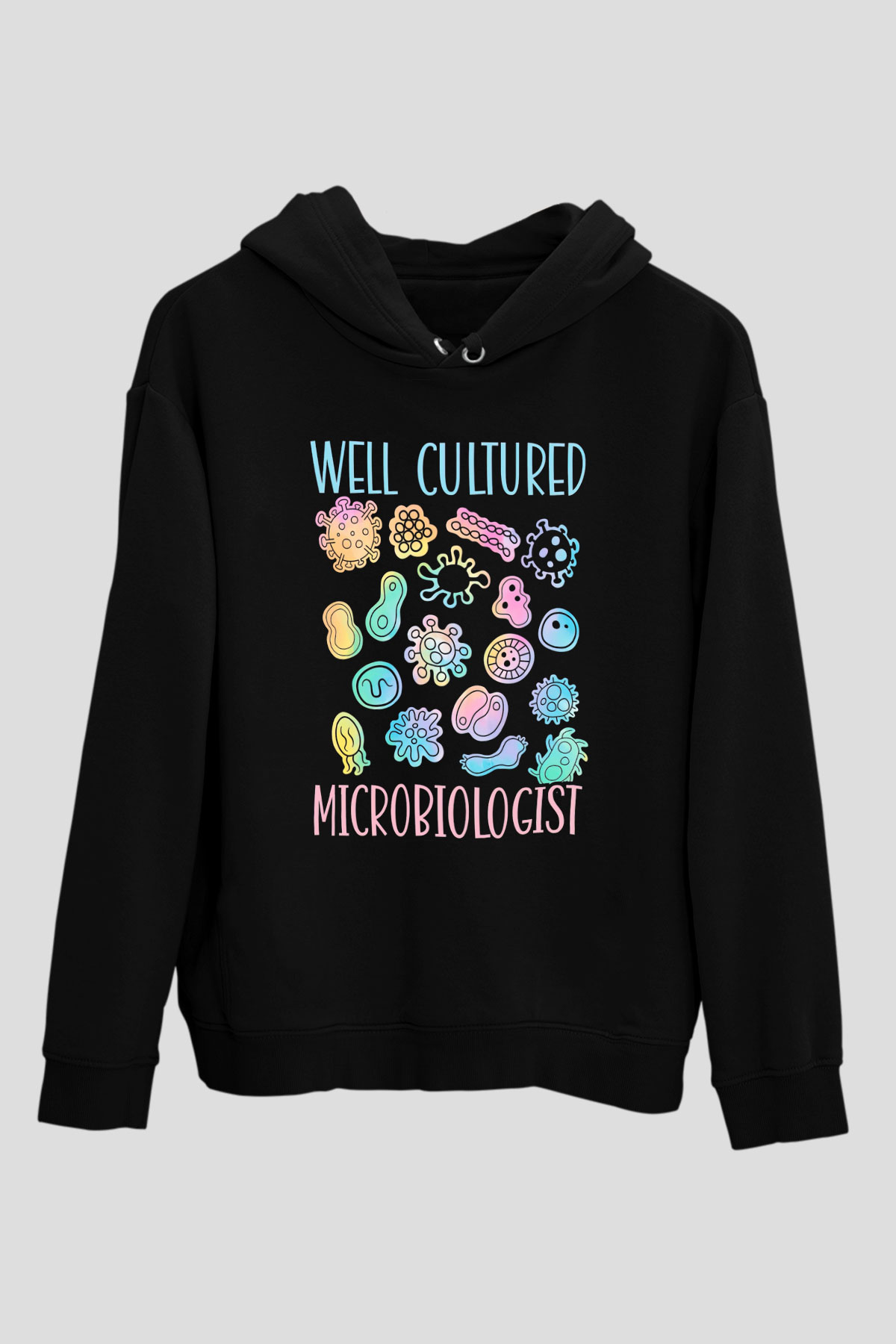 Mikrobiyolog Siyah Unisex Kapüşonlu Sweatshirt
