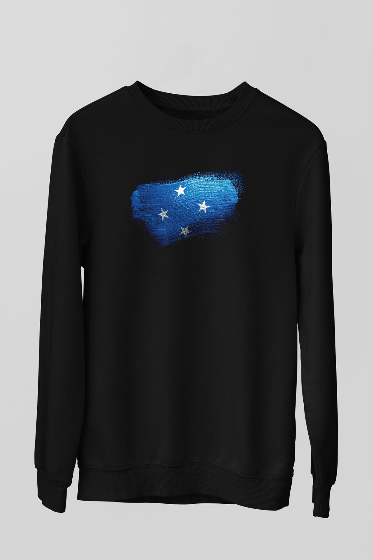 Mikronezya - Micronesia Bayrağı Baskılı Unisex Siyah Sweatshirt