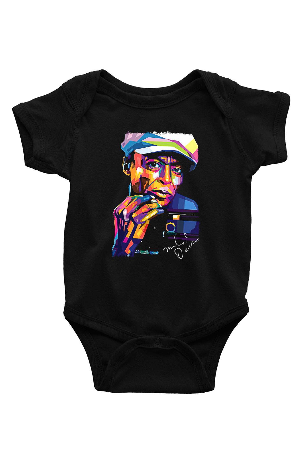 Miles Davis Baskılı Unisex Siyah Bebek Body - Zıbın