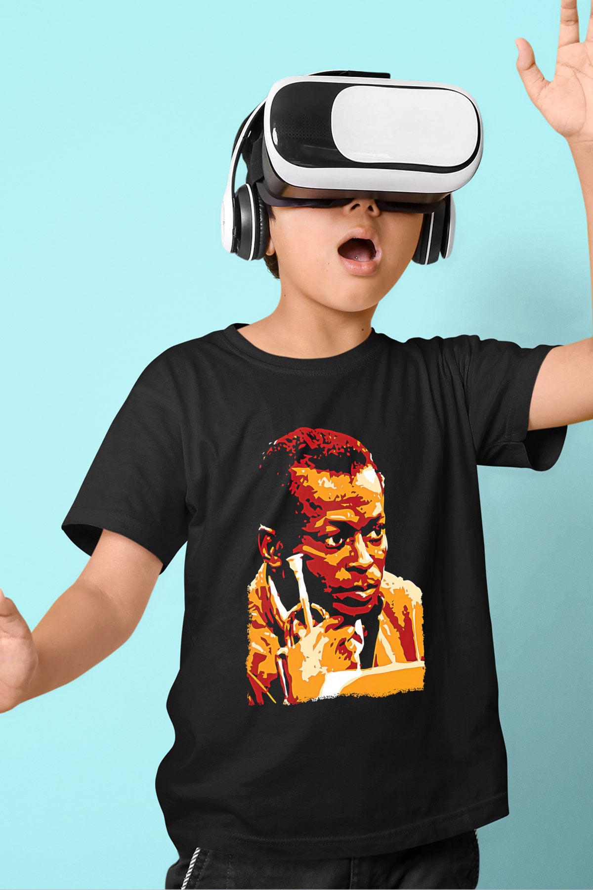 Miles Davis Baskılı Unisex Siyah Çocuk Tişört - Tshirt