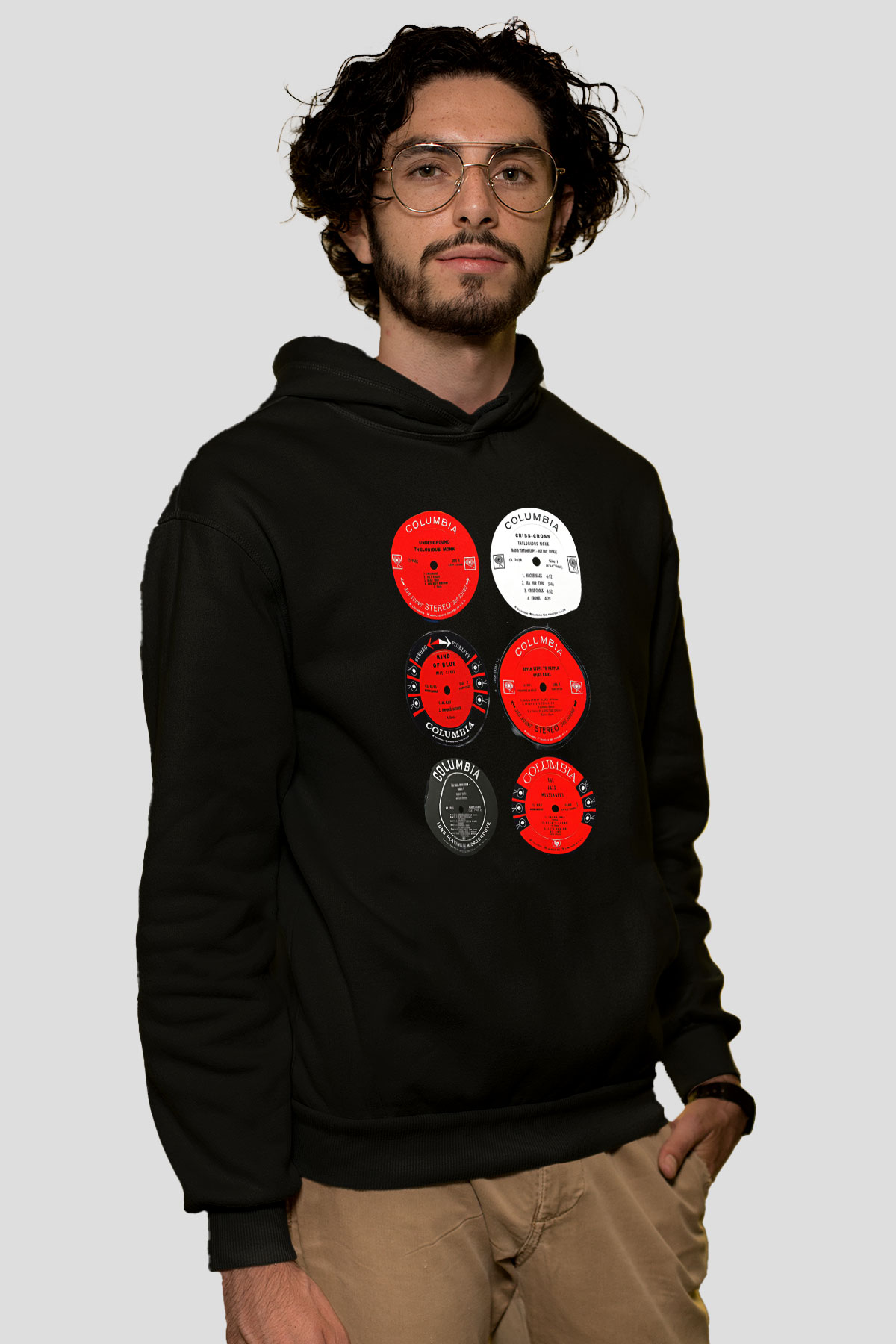 Miles Davis Baskılı Unisex Siyah Kapüşonlu Sweatshirt