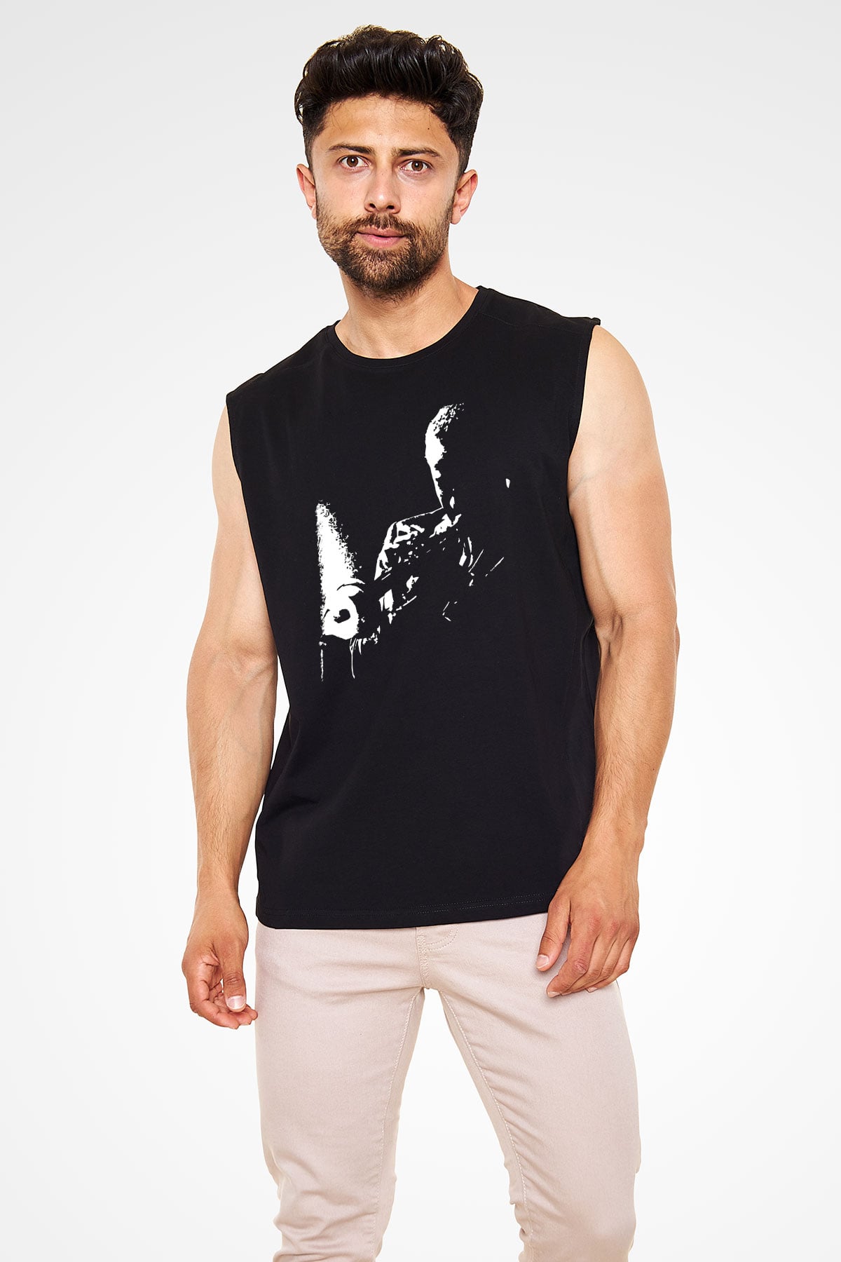 Miles Davis Baskılı Unisex Siyah Kolsuz Tişört - Tshirt