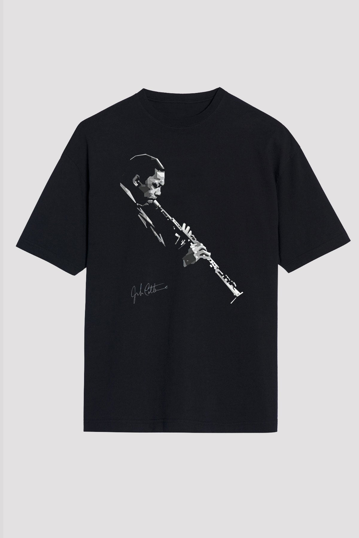 Miles Davis Baskılı Unisex Siyah Oversize Tişört - Tshirt