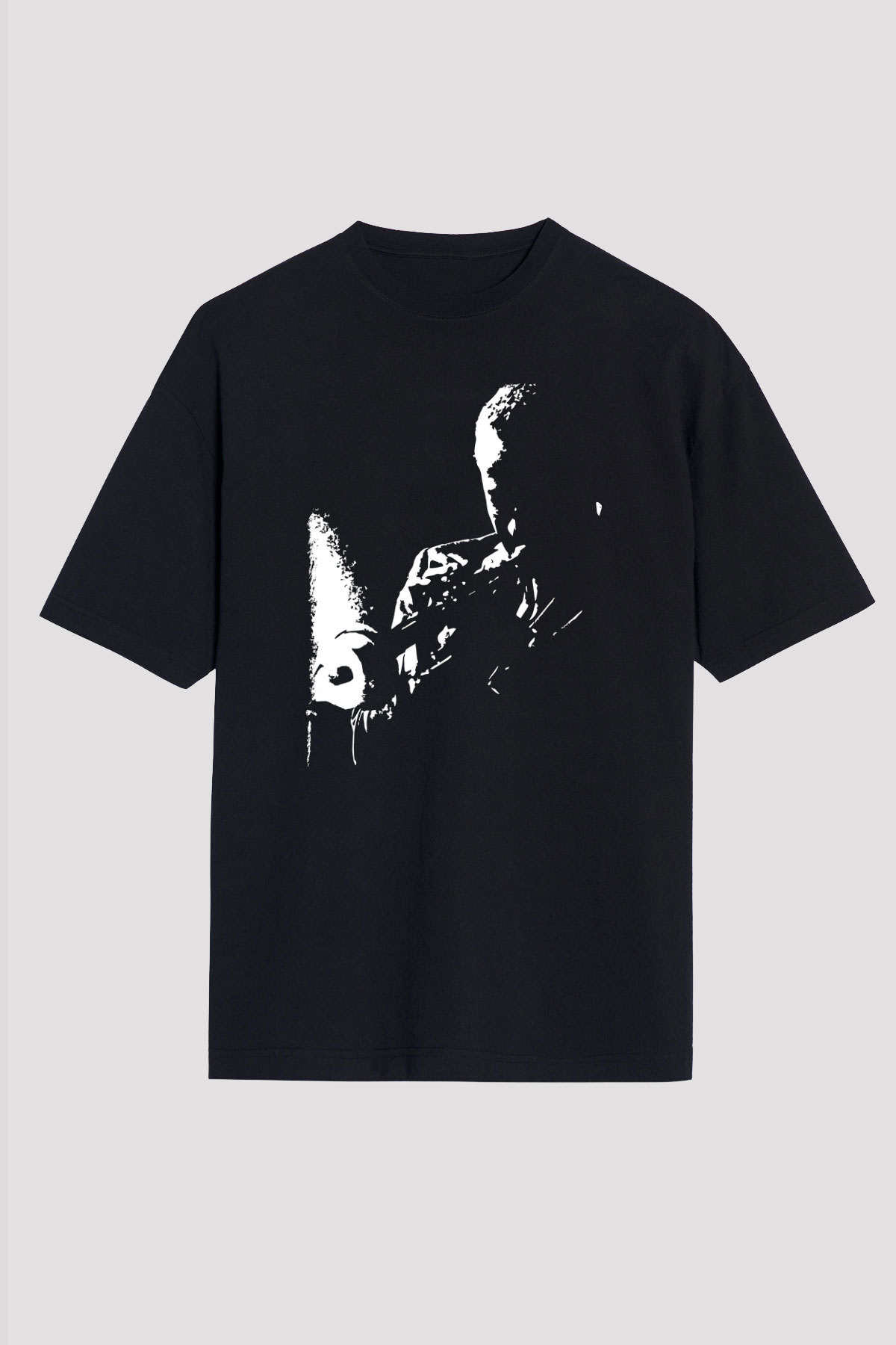 Miles Davis Baskılı Unisex Siyah Oversize Tişört - Tshirt