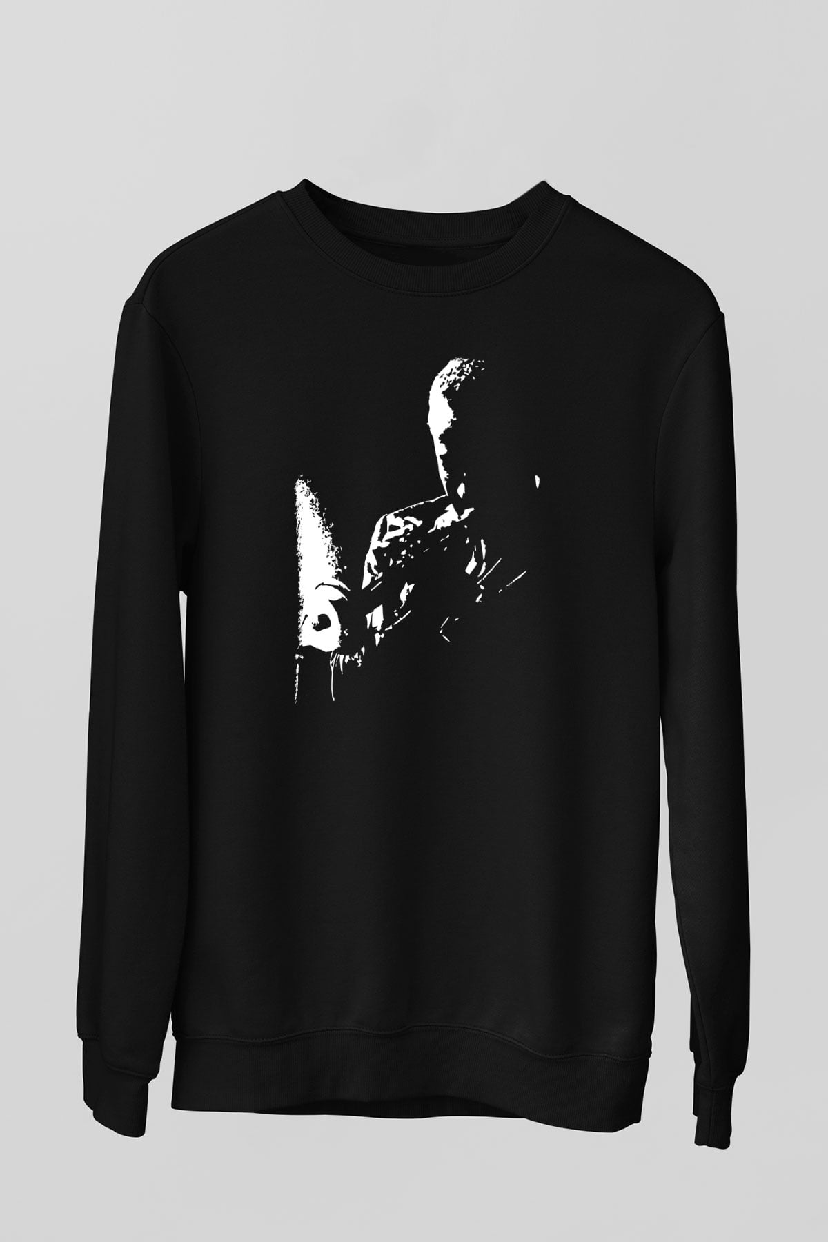 Miles Davis Baskılı Unisex Siyah Sweatshirt