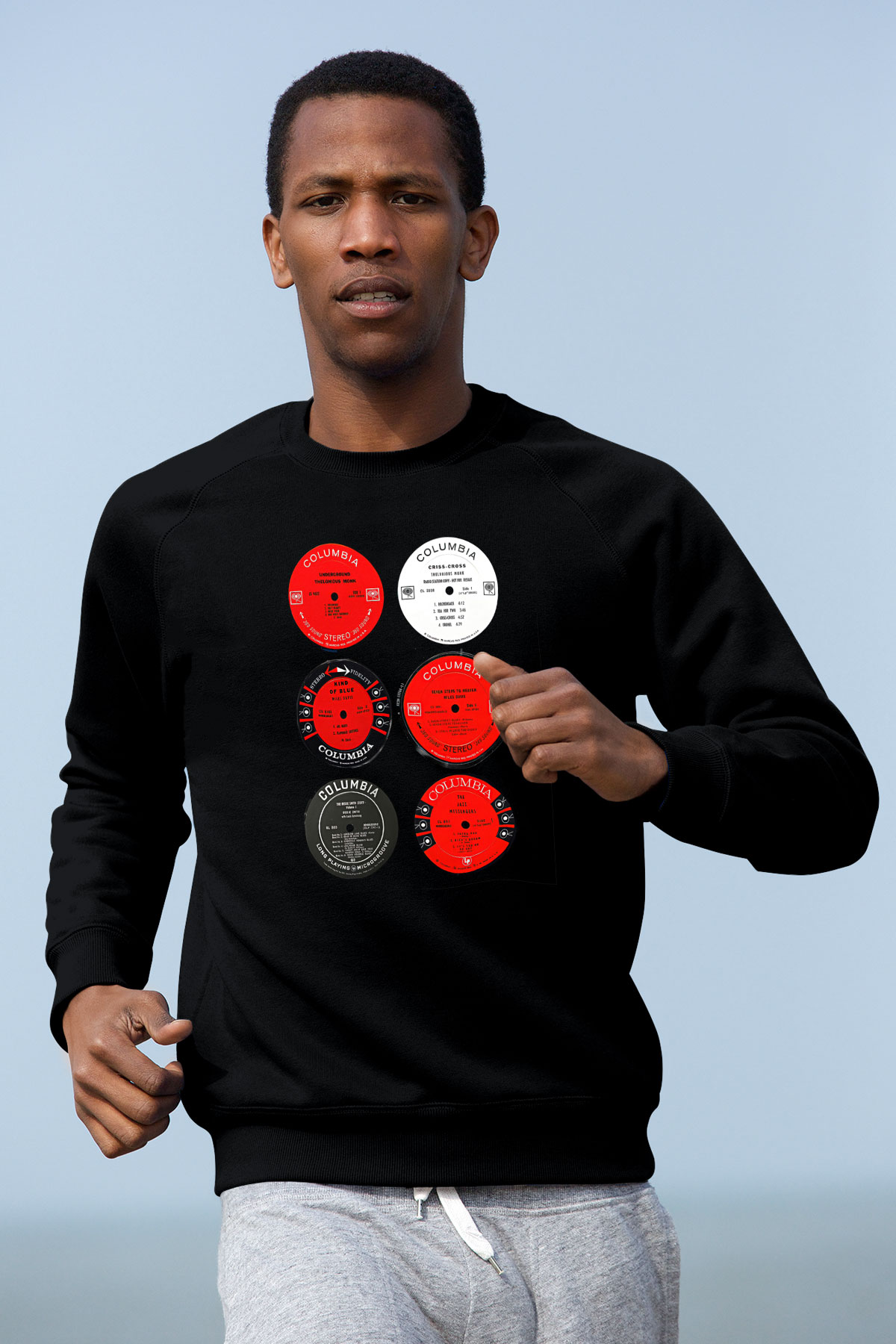 Miles Davis Baskılı Unisex Siyah Sweatshirt