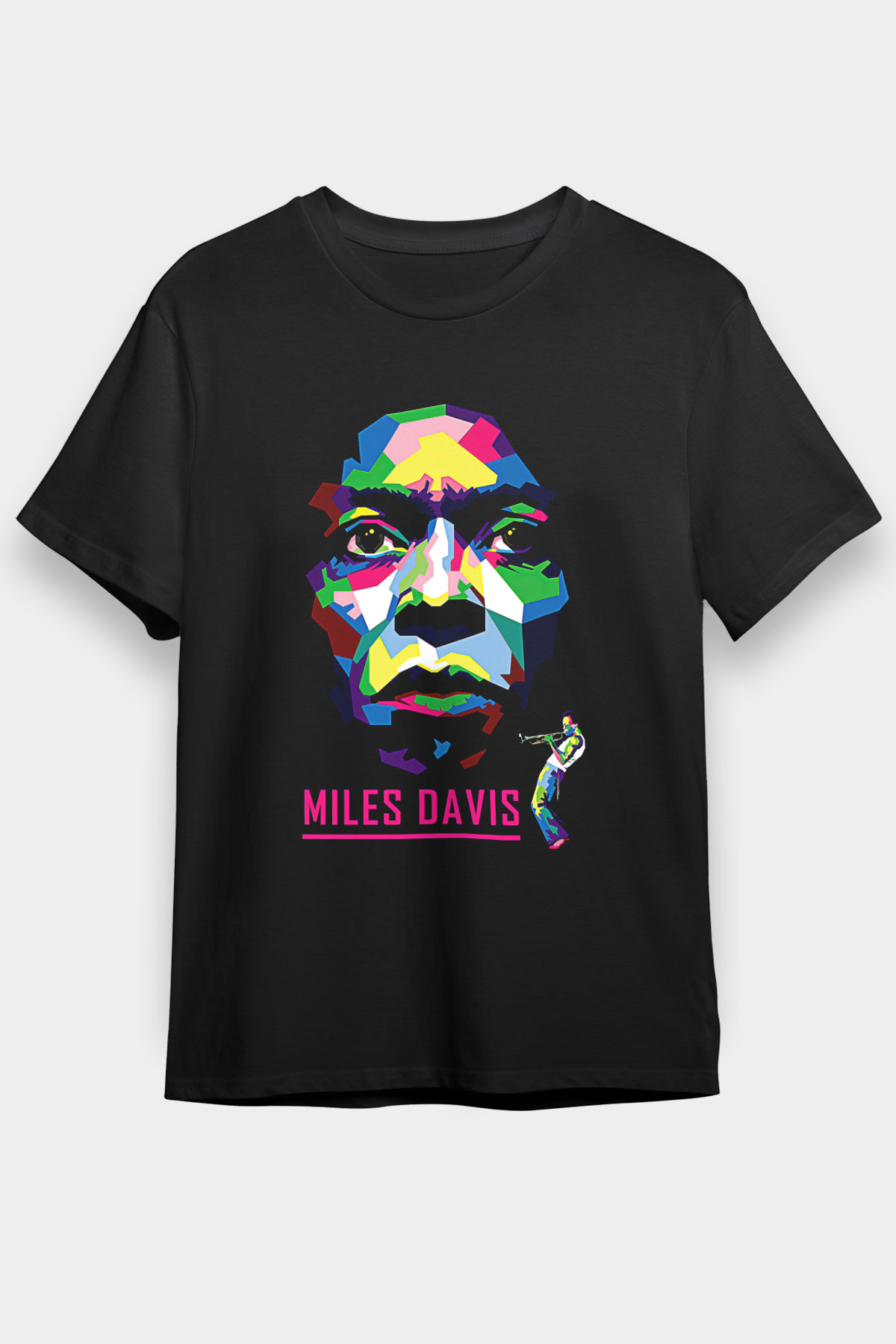 Miles Davis Baskılı Unisex Siyah Tişört - Tshirt