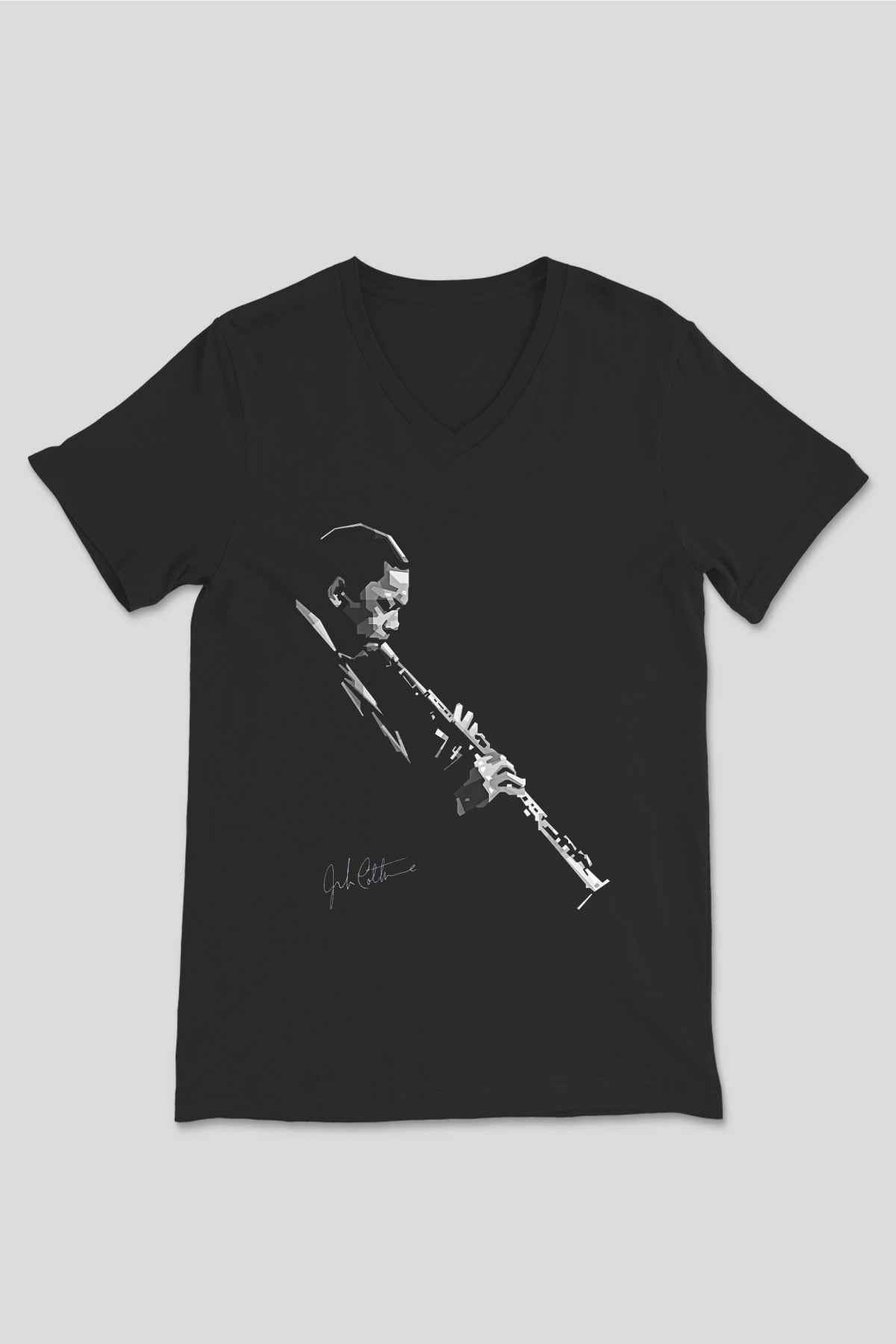 Miles Davis Baskılı Unisex Siyah V Yaka Tişört - Tshirt
