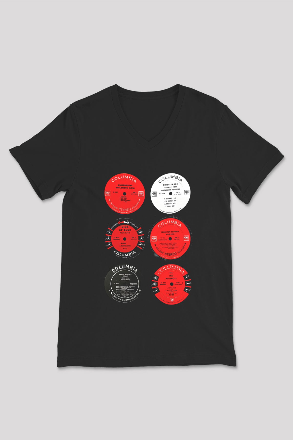 Miles Davis Baskılı Unisex Siyah V Yaka Tişört - Tshirt