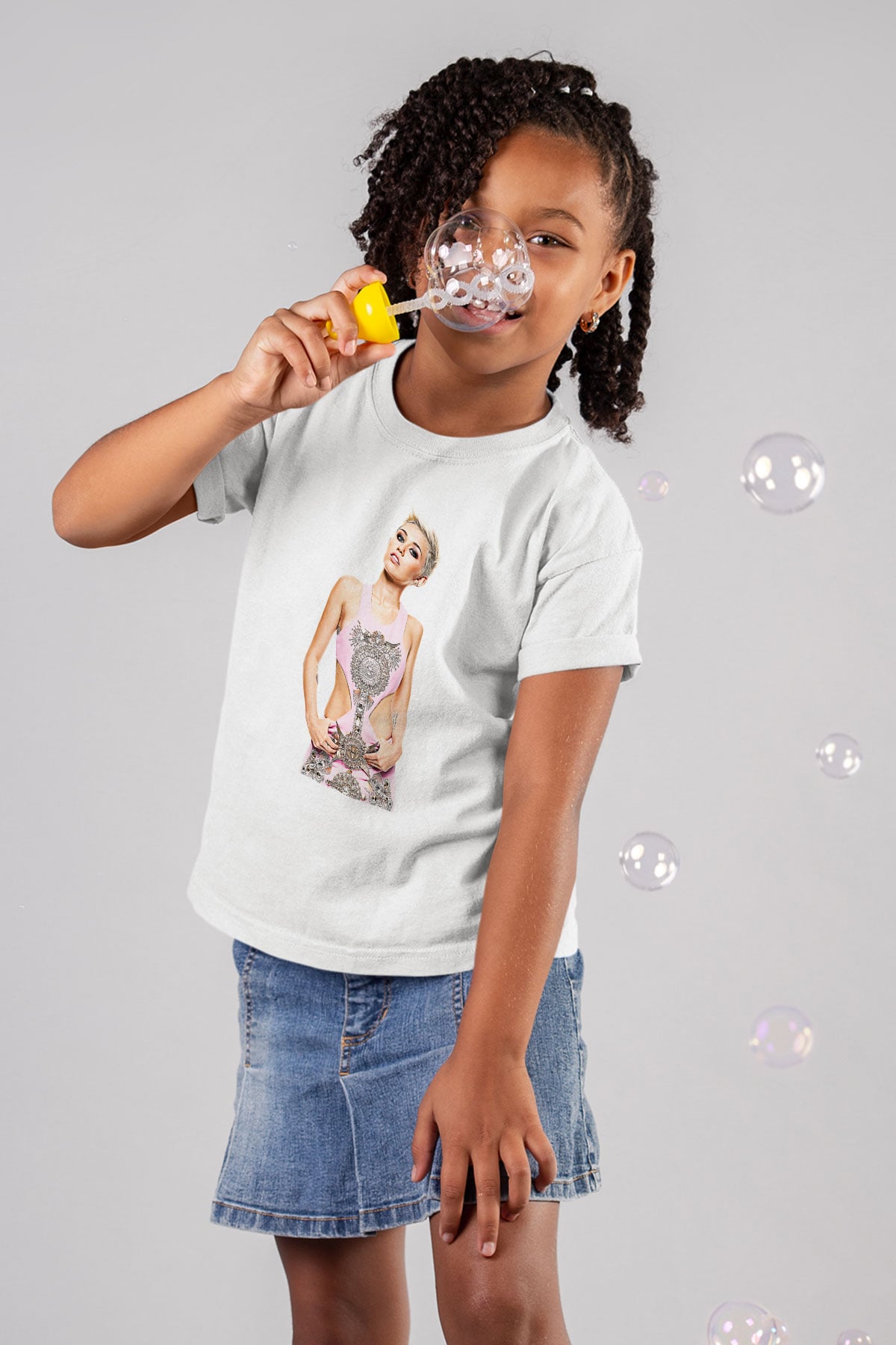 Miley Cyrus Baskılı Beyaz Unisex Beyaz Çocuk Tişört - Tshirt