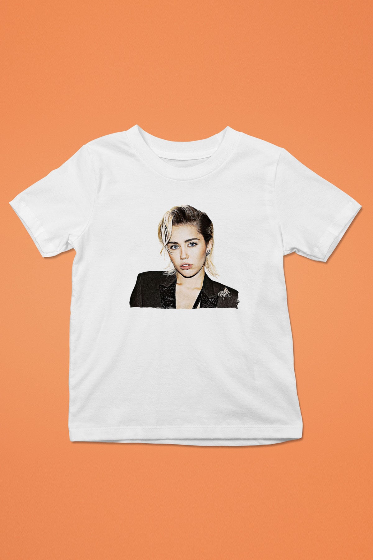 Miley Cyrus Baskılı Beyaz Unisex Beyaz Çocuk Tişört - Tshirt