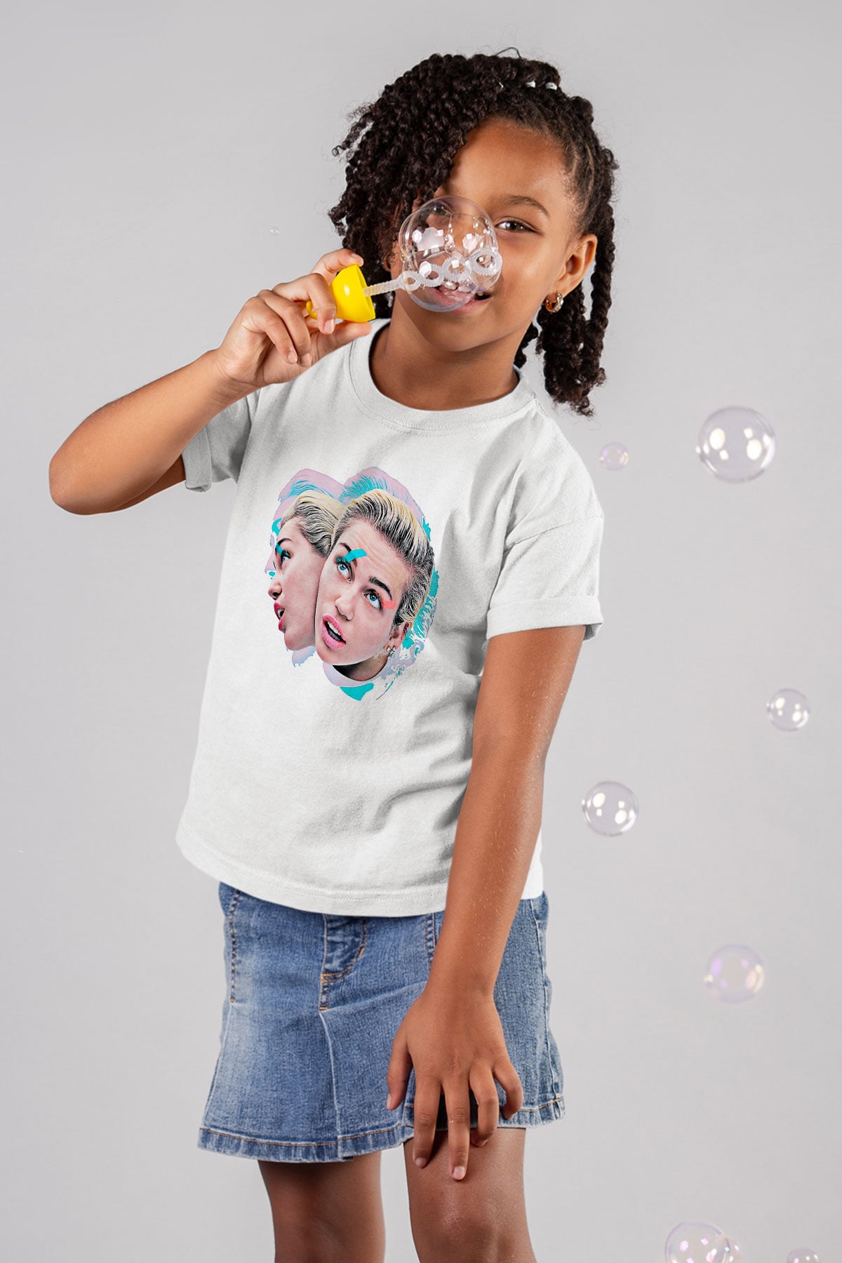 Miley Cyrus Baskılı Beyaz Unisex Beyaz Çocuk Tişört - Tshirt