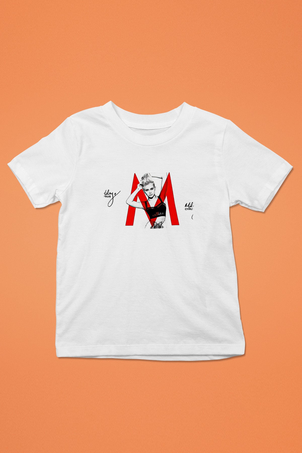 Miley Cyrus Baskılı Beyaz Unisex Beyaz Çocuk Tişört - Tshirt