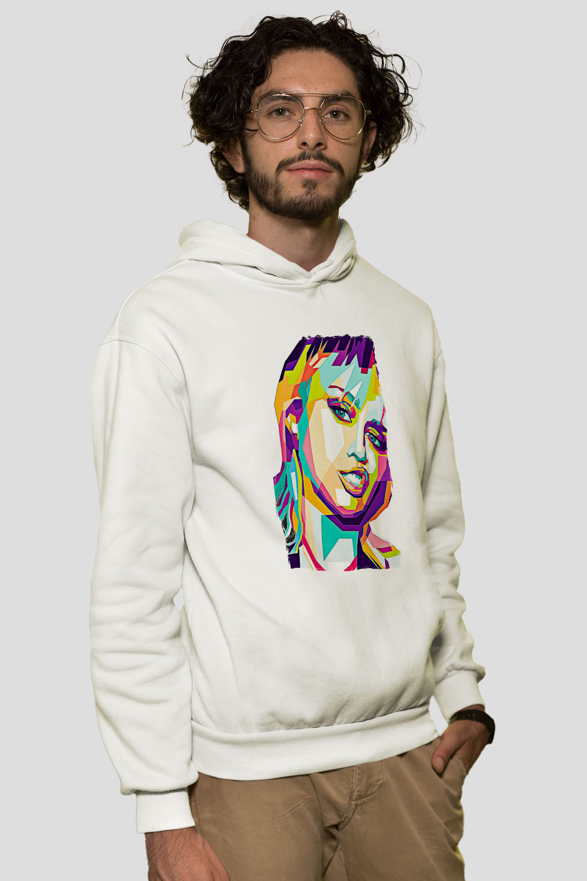 Miley Cyrus Baskılı Beyaz Unisex Kapüşonlu Sweatshirt