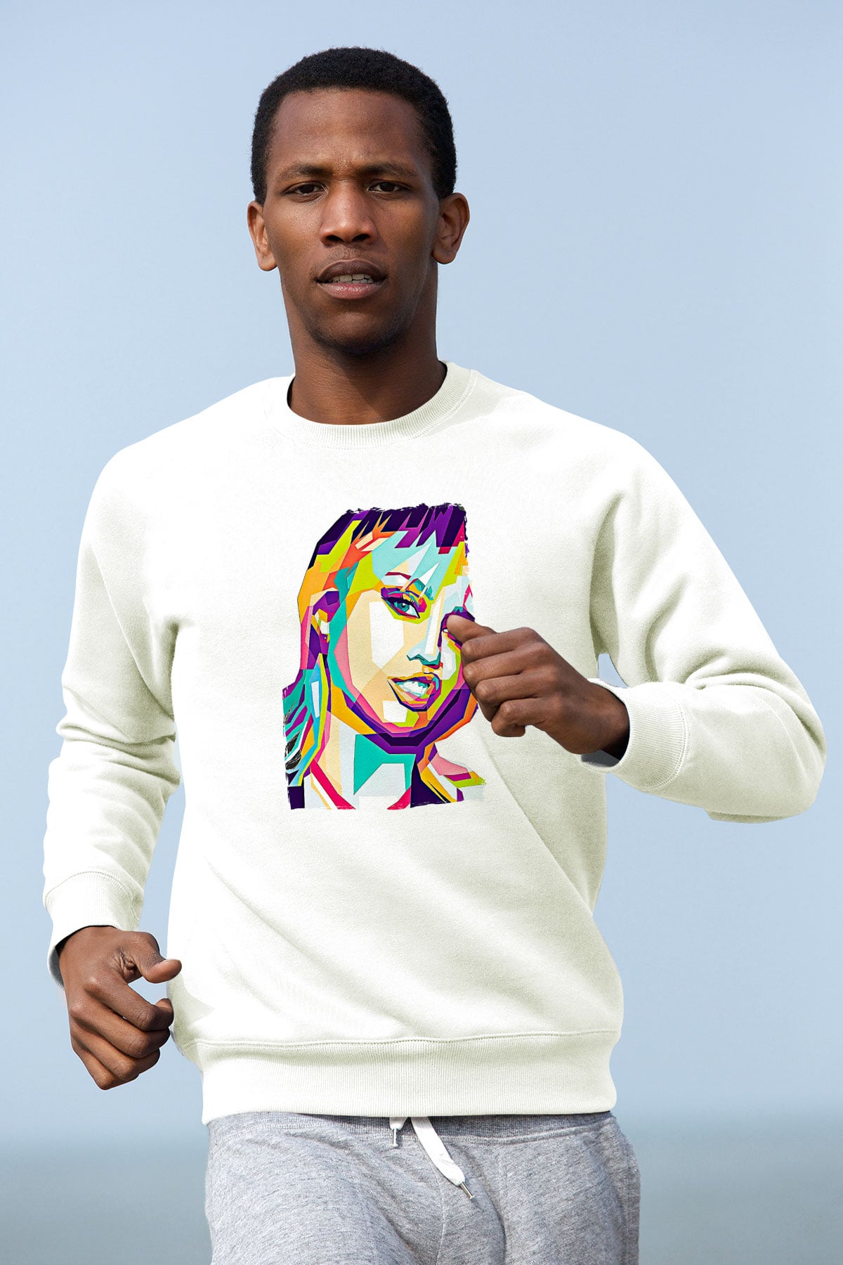 Miley Cyrus Baskılı Beyaz Unisex Sweatshirt