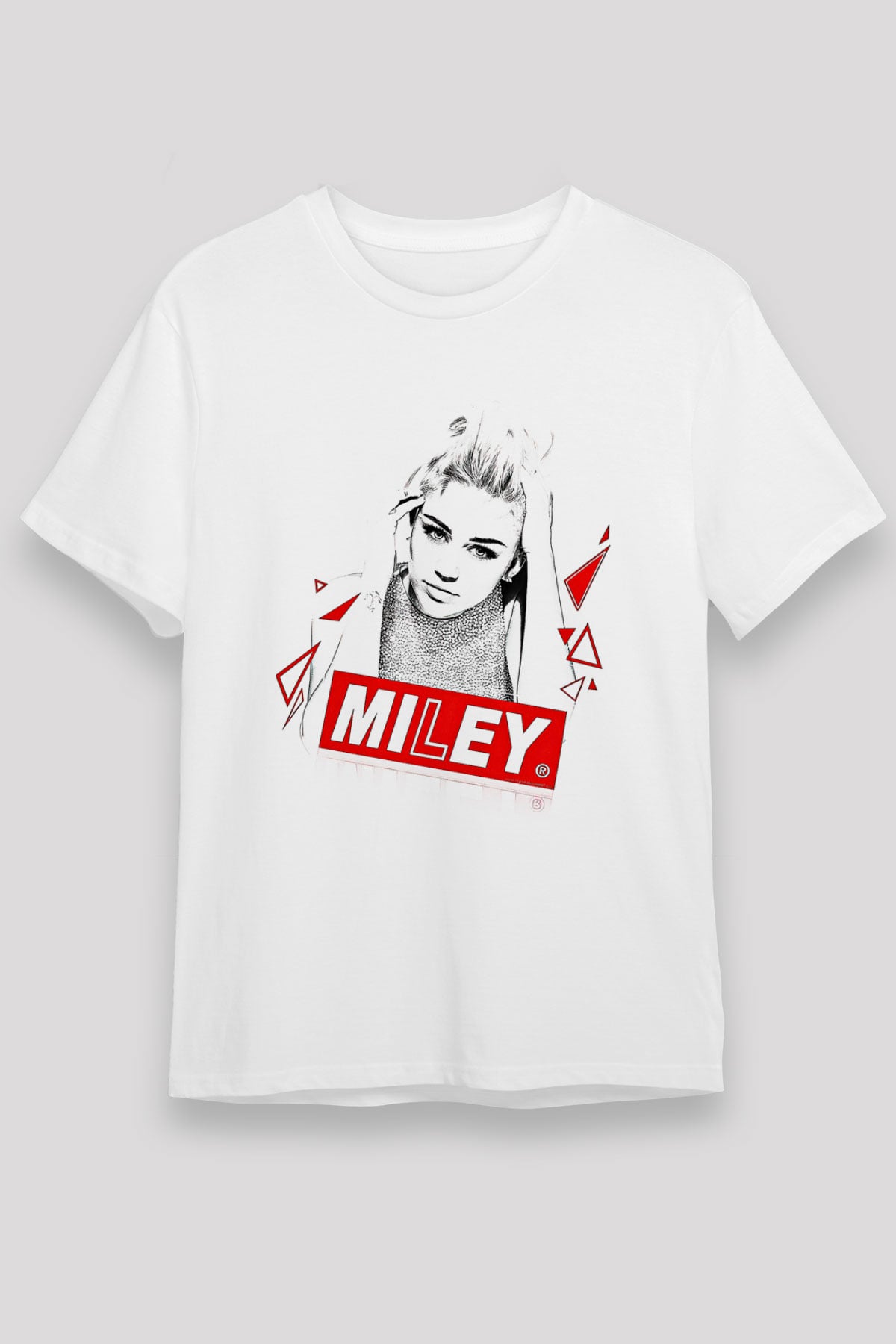 Miley Cyrus Baskılı Unisex Beyaz Tişört - Tshirt