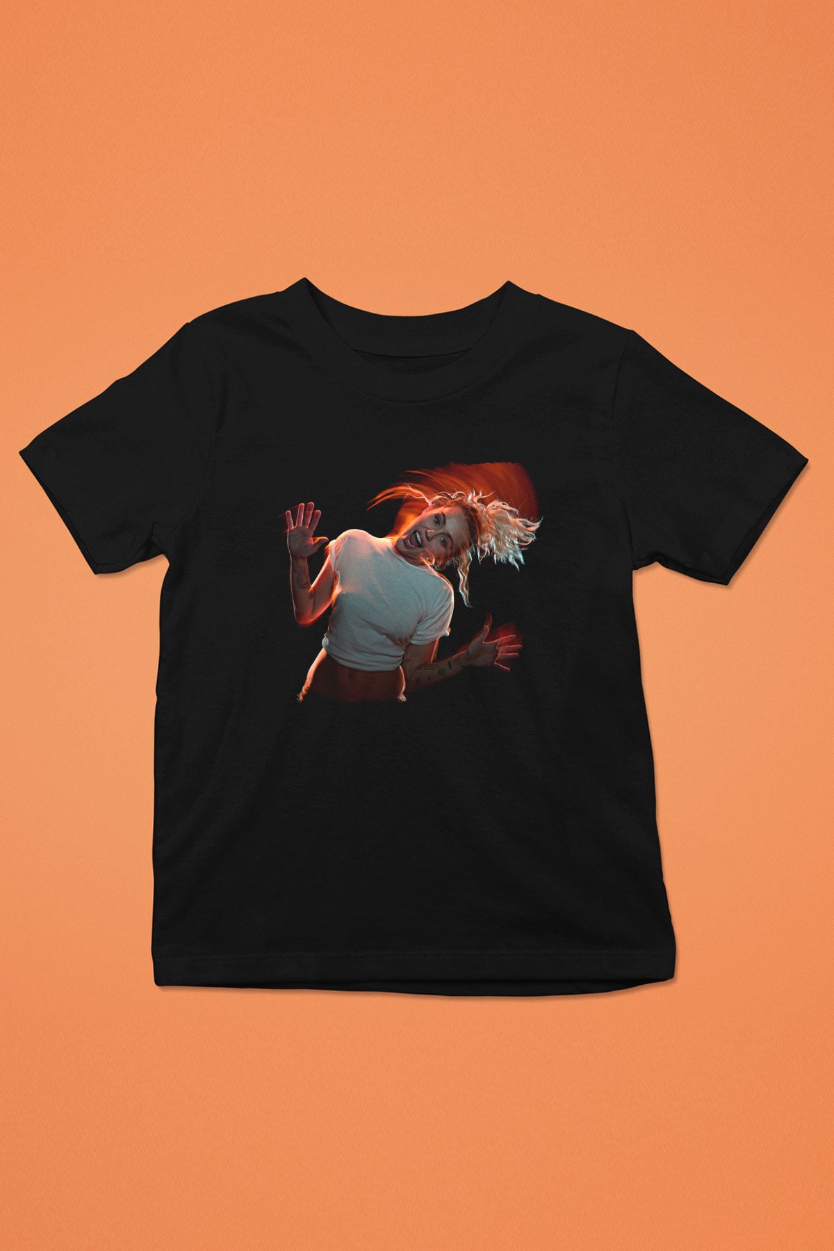Miley Cyrus Baskılı Unisex Siyah Çocuk Tişört - Tshirt