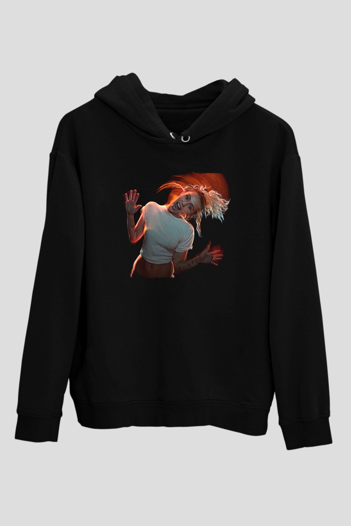 Miley Cyrus Baskılı Unisex Siyah Hoodie