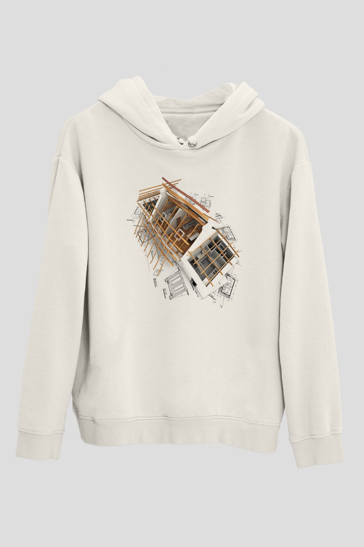 Mimar Beyaz Unisex Hoodie