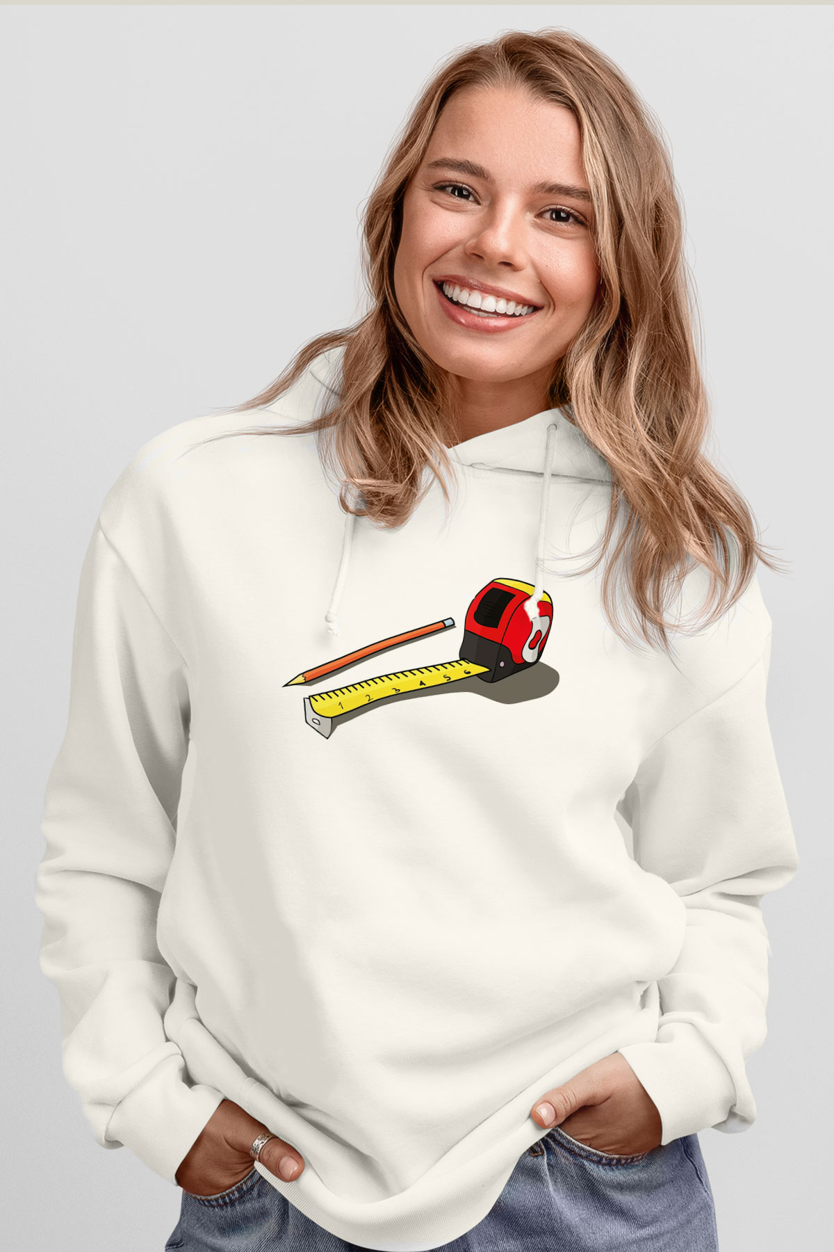 Mimar Beyaz Unisex Hoodie