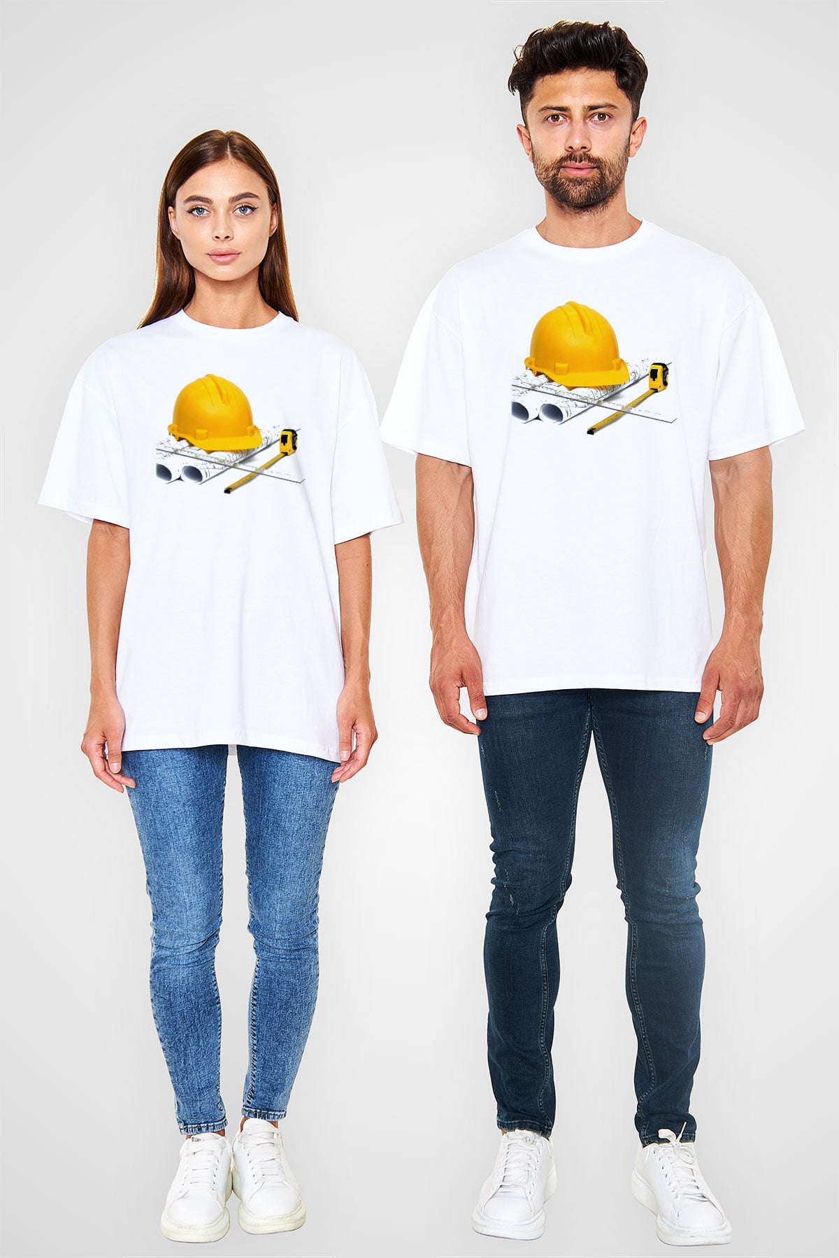 Mimar Beyaz Unisex Oversize Tişört T-Shirt