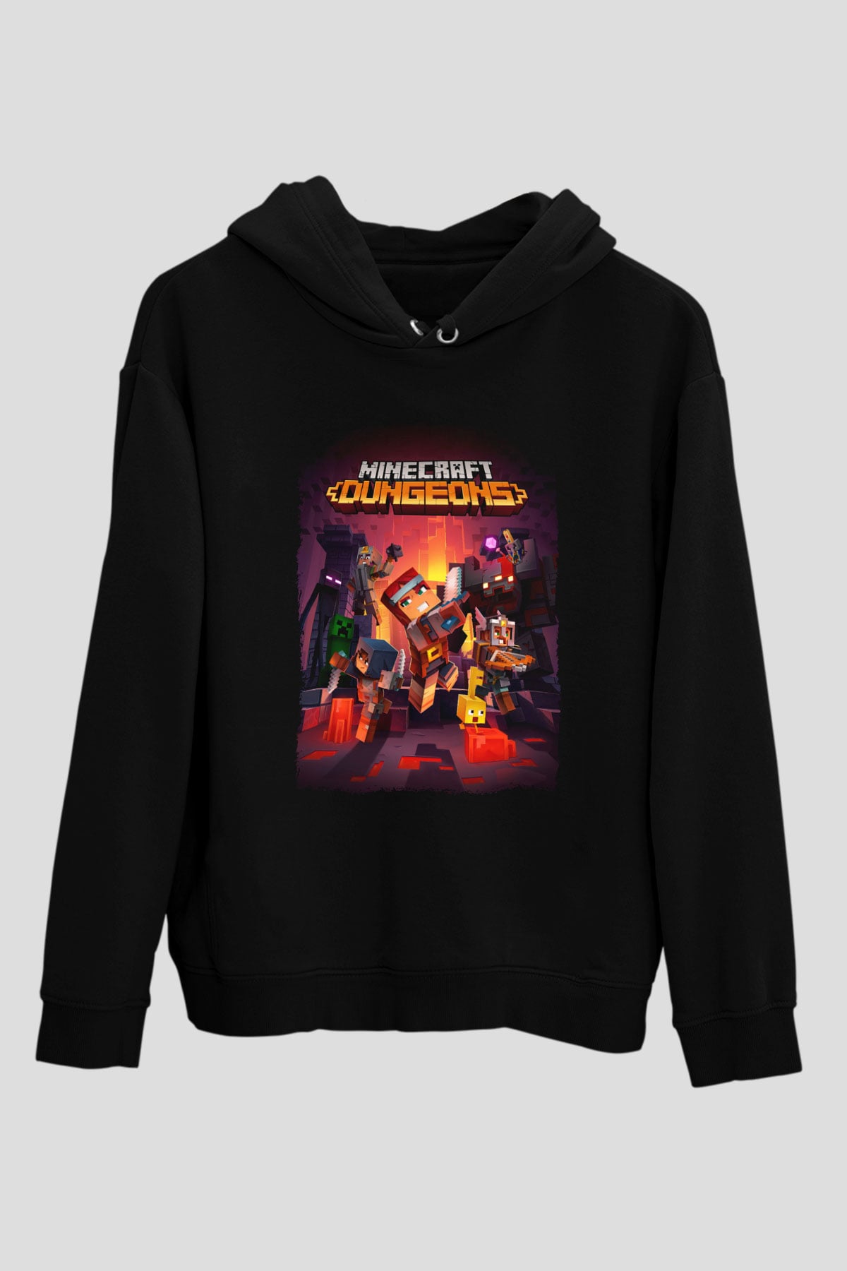 Minecraft Siyah Unisex Hoodie