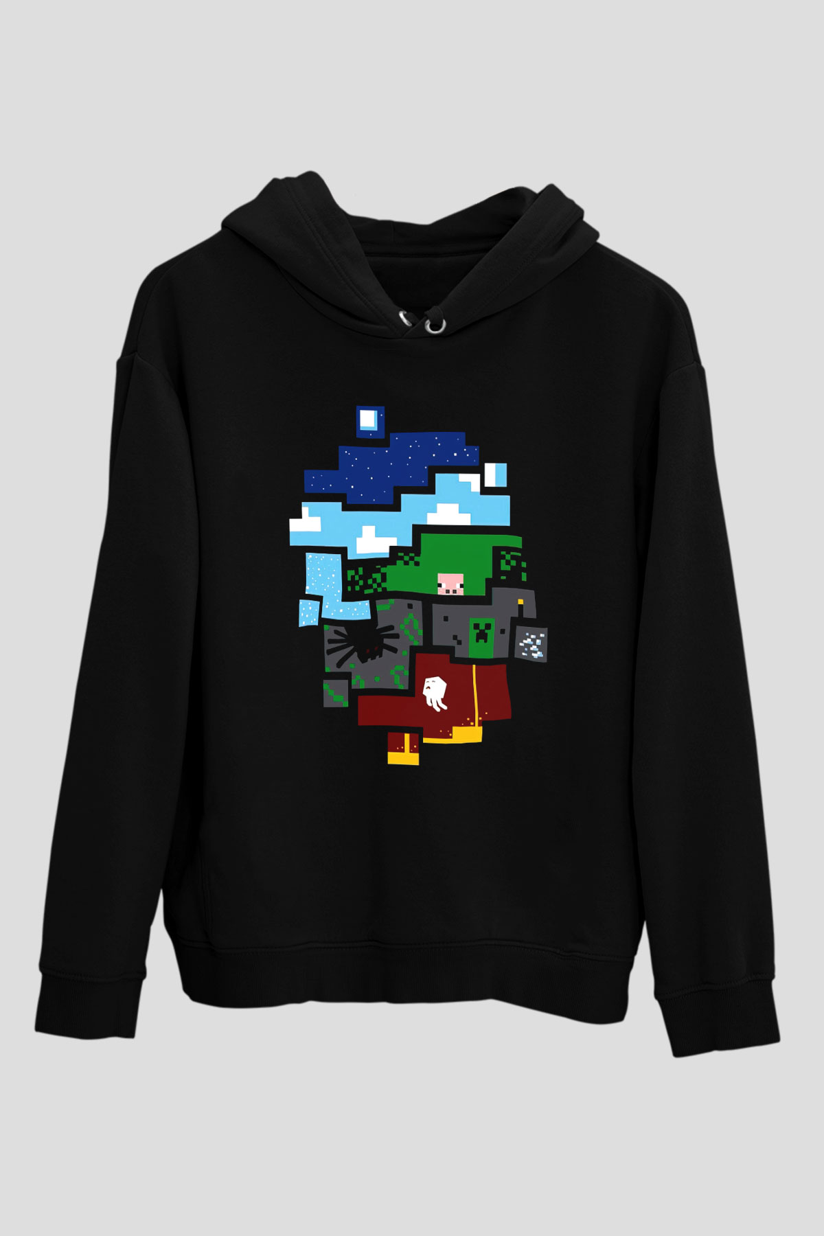 Minecraft Siyah Unisex Hoodie