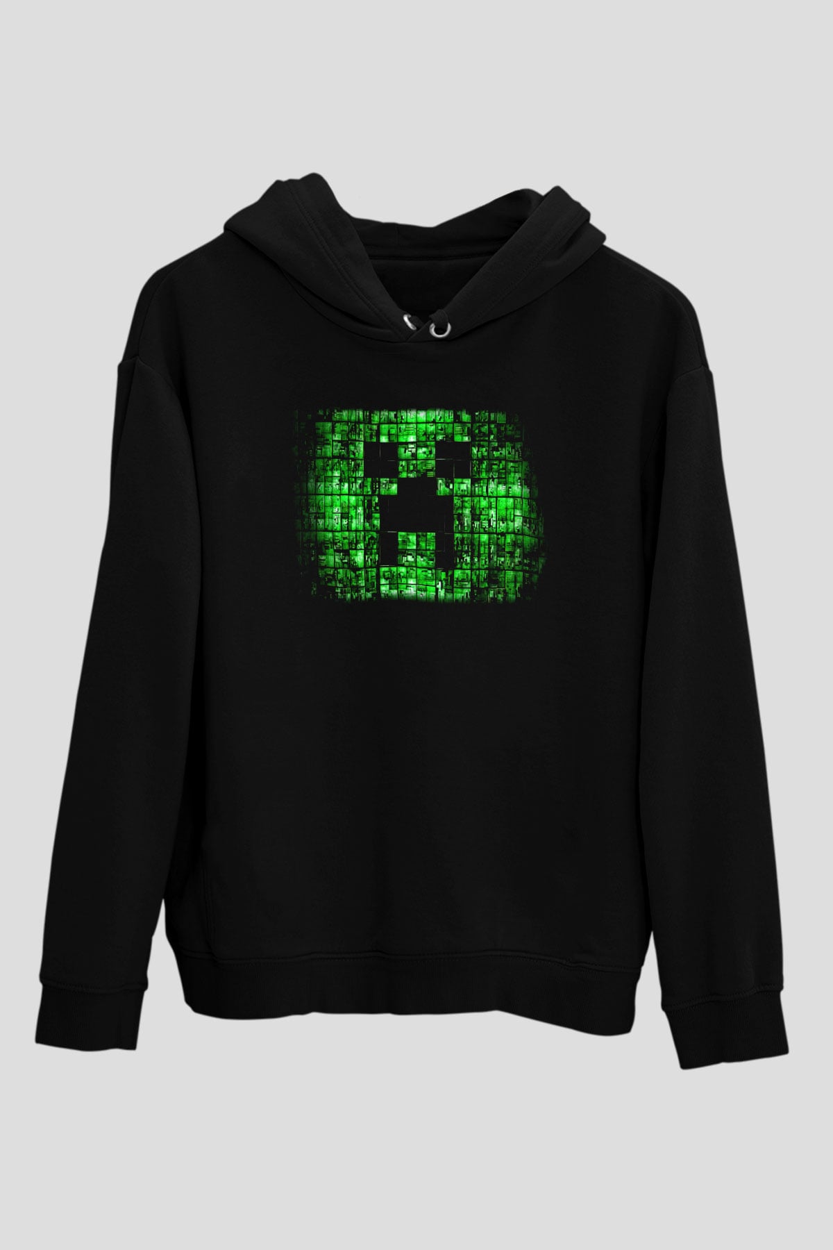 Minecraft Siyah Unisex Kapüşonlu Sweatshirt