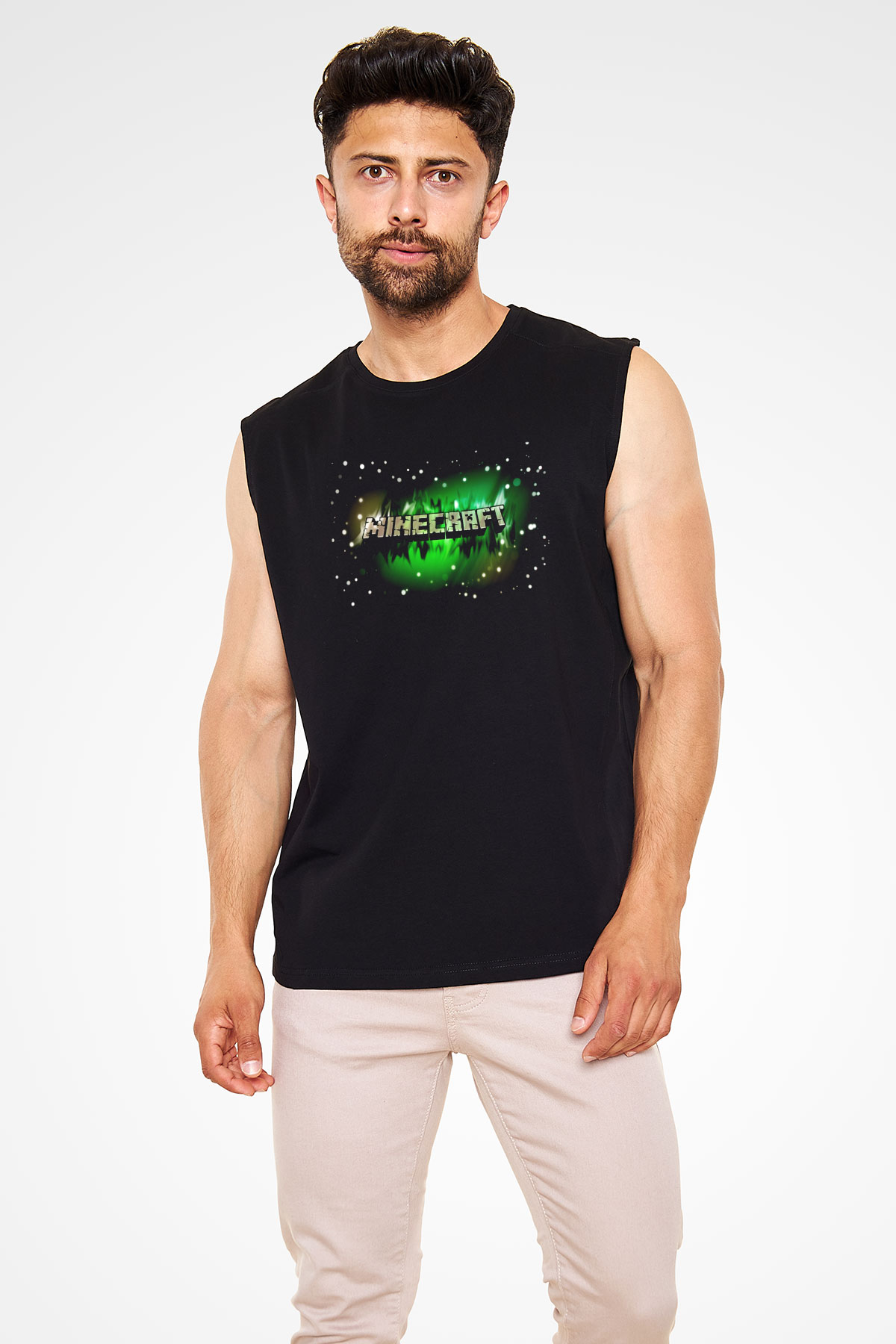 Minecraft Siyah Unisex Kolsuz Tişört
