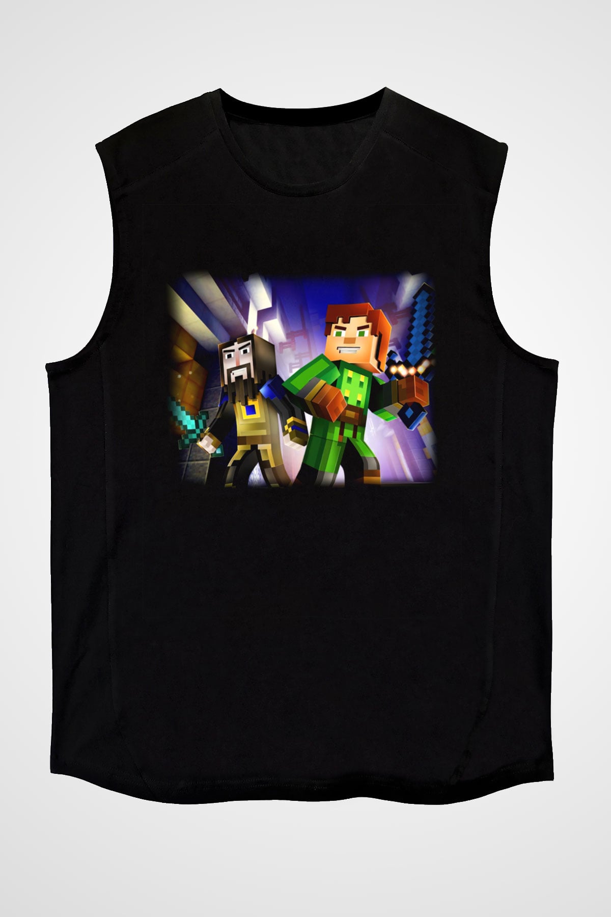 Minecraft Siyah Unisex Kolsuz Tişört