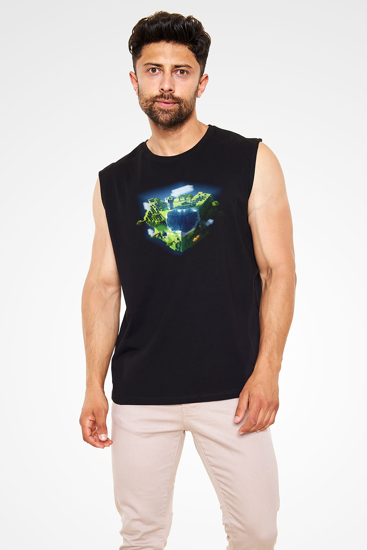 Minecraft Siyah Unisex Kolsuz Tişört