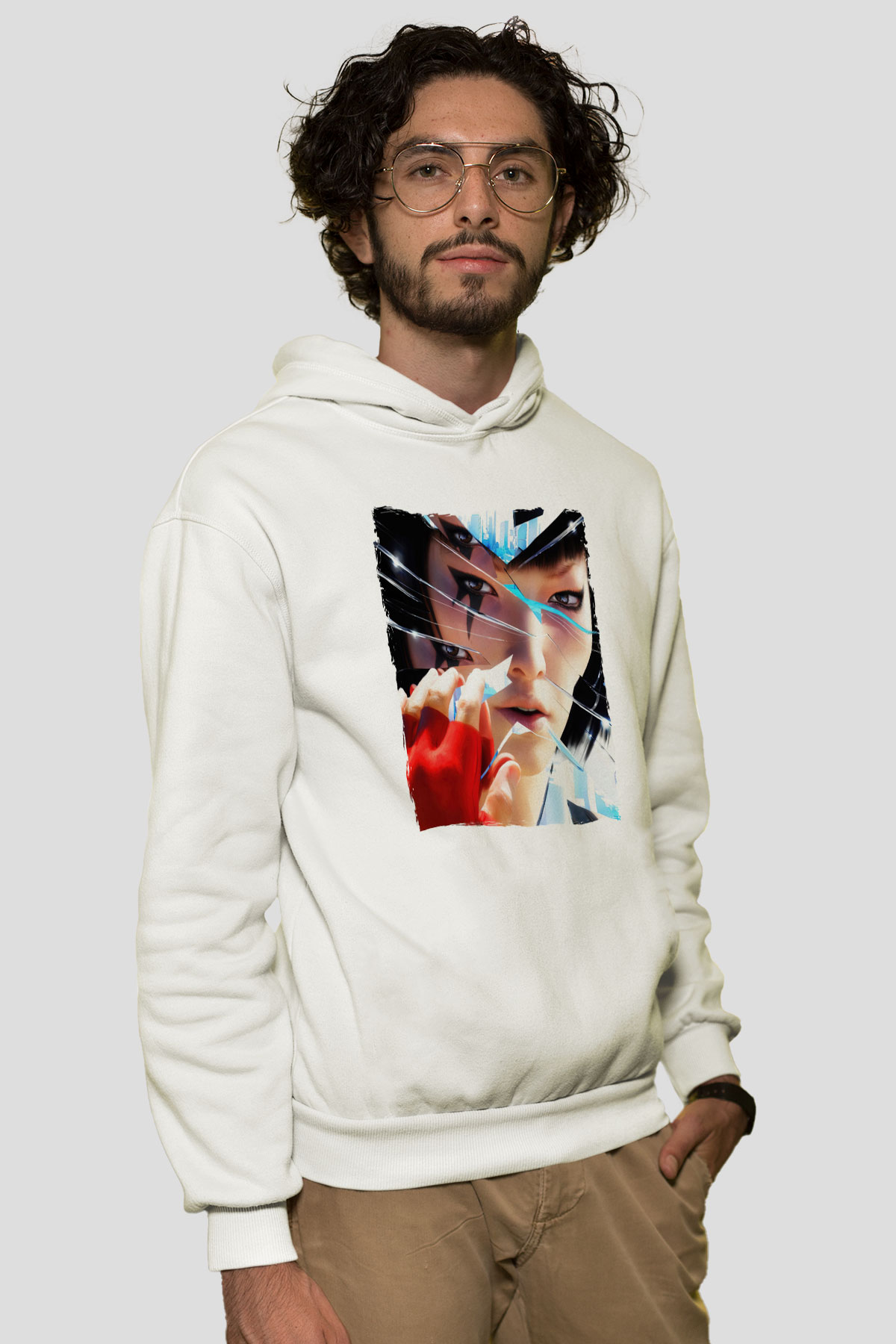 Mirror's Edge Beyaz Unisex Hoodie