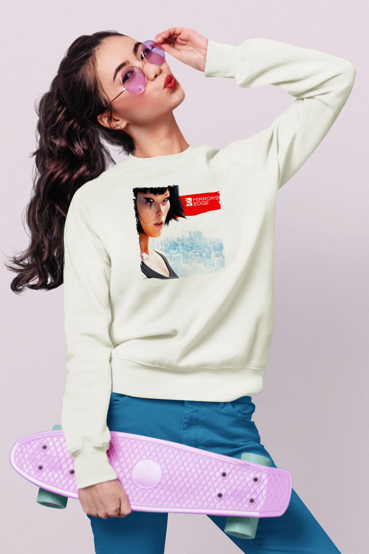 Mirror's Edge Beyaz Unisex Sweatshirt