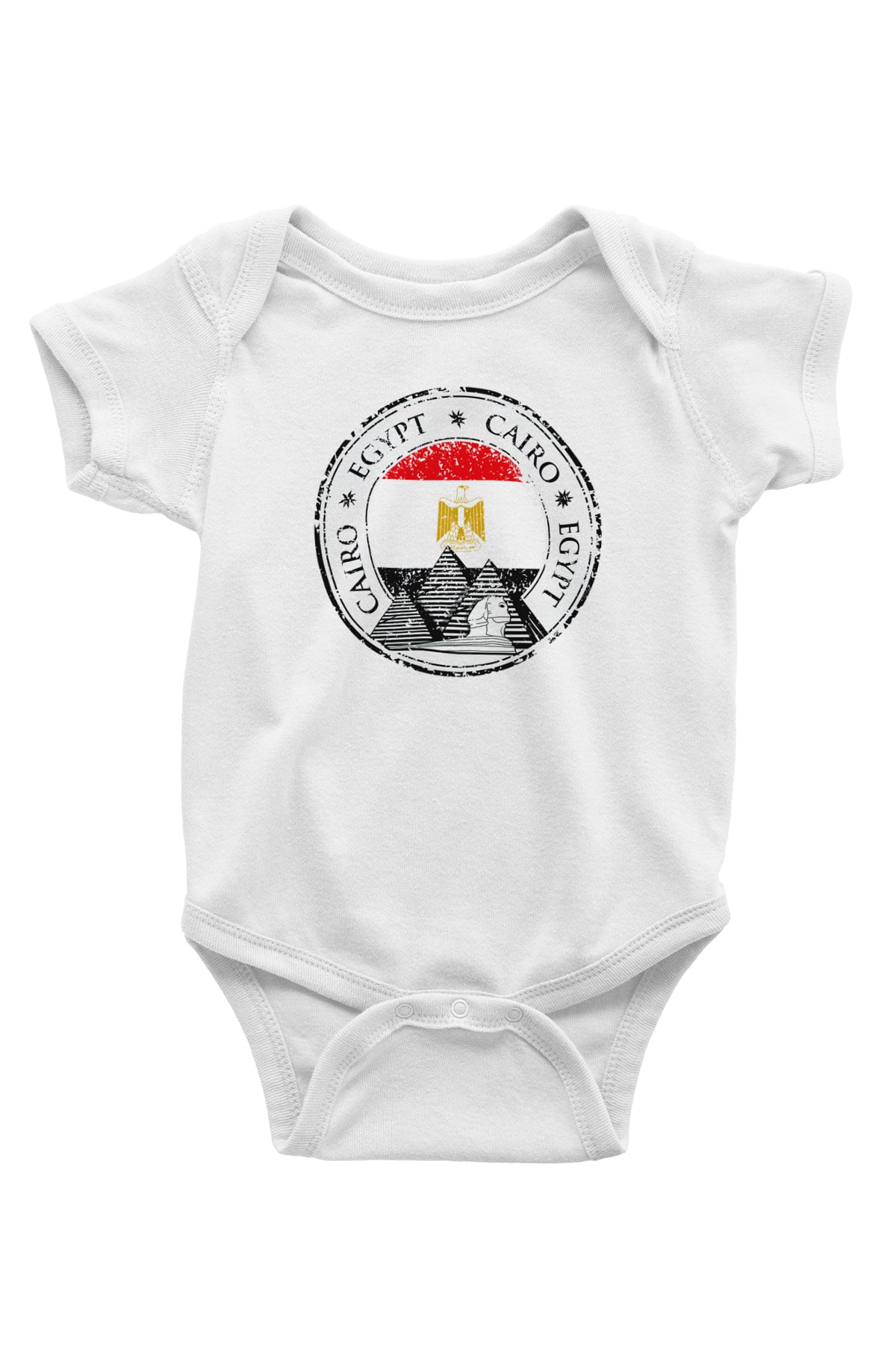 Mısır Baskılı Beyaz Unisex Bebek Body - Zıbın