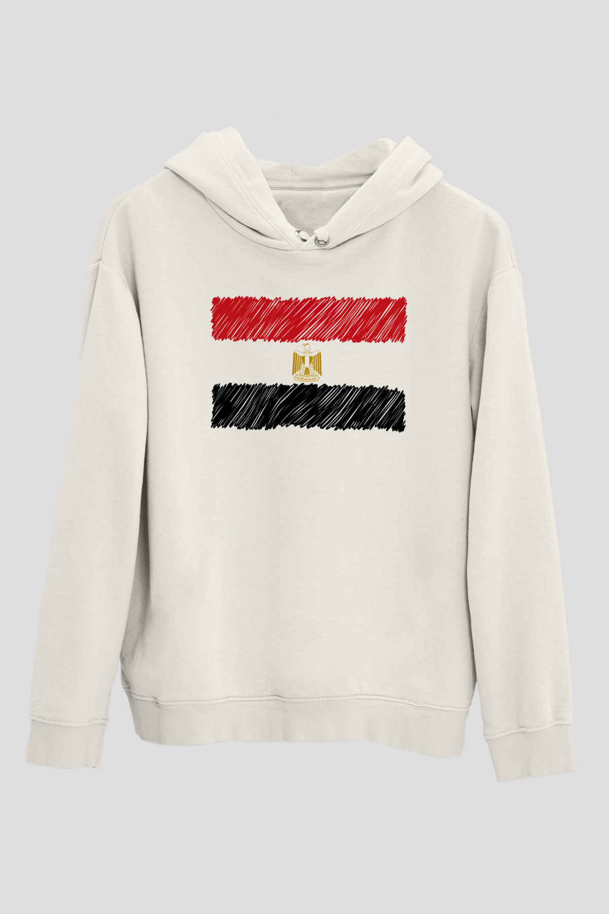 Mısır Beyaz Unisex Kapşonlu Sweatshirt