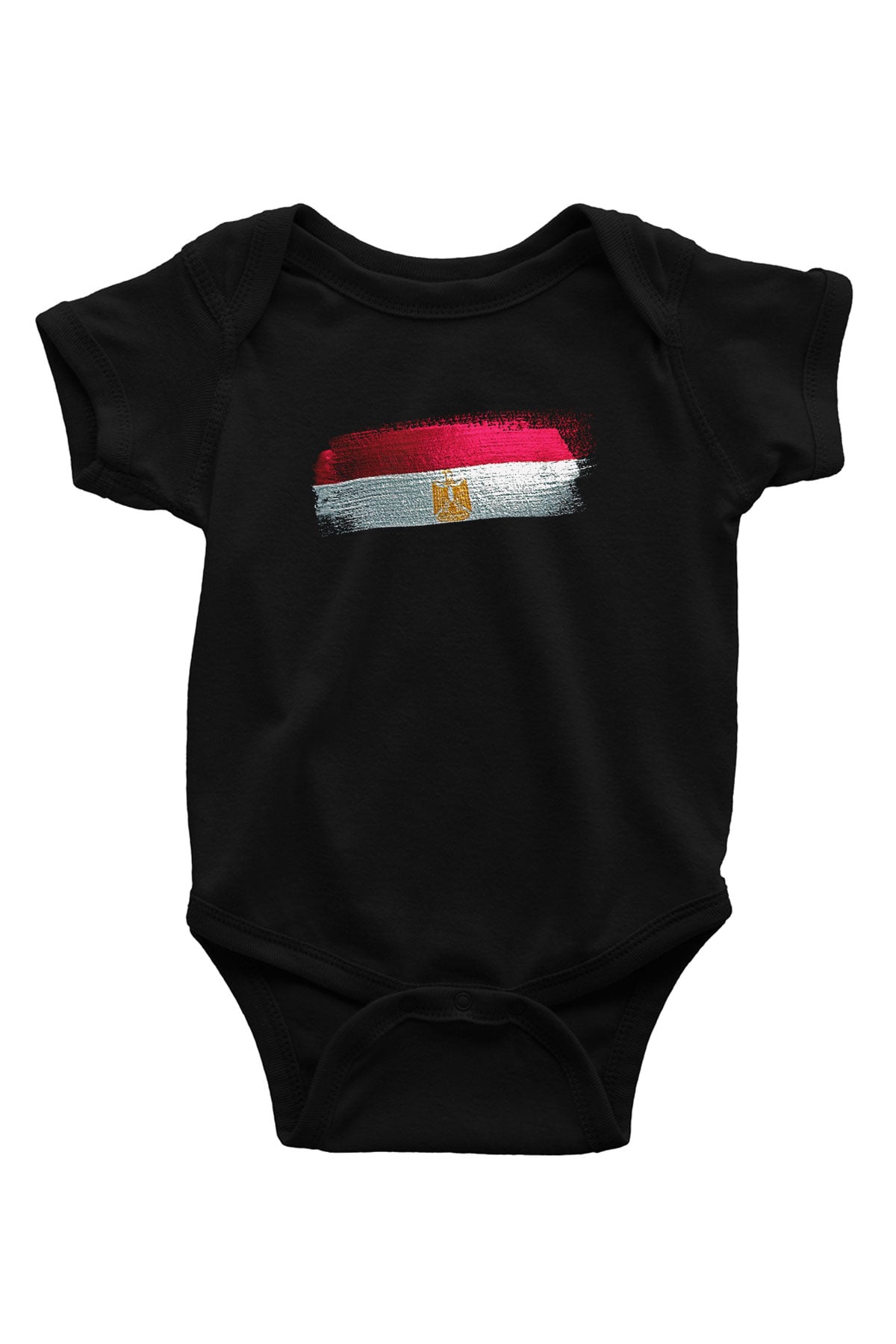Mısır - Egypt Bayrağı Baskılı Unisex Siyah Bebek Body - Zıbın