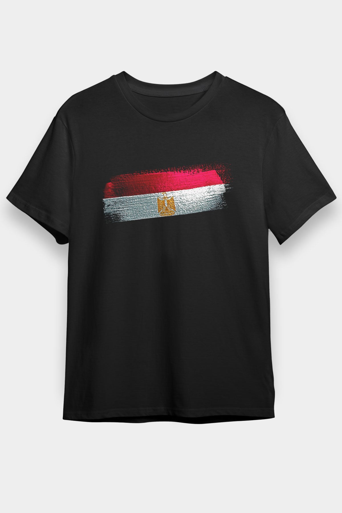 Mısır - Egypt Bayrağı Baskılı Unisex Siyah Tişört