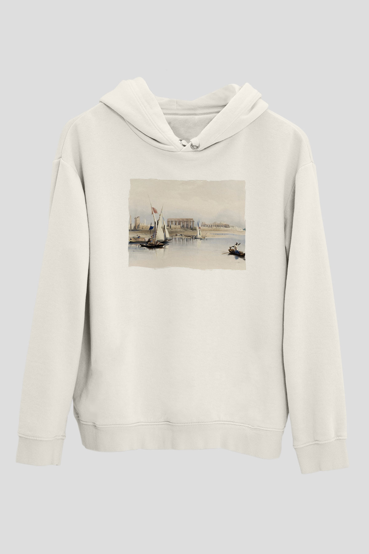 Mısır Harabeleri Beyaz Unisex Hoodie