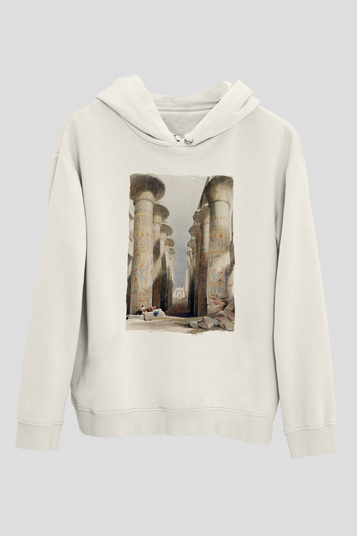 Mısır Harabeleri Beyaz Unisex Hoodie