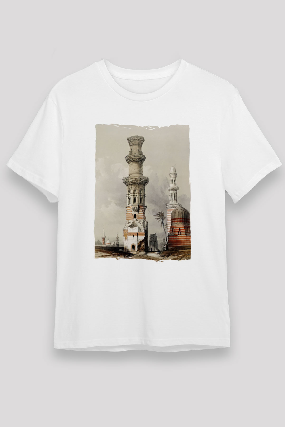 Mısır Harabeleri Beyaz Unisex Tişört T-Shirt - TişörtFabrikası