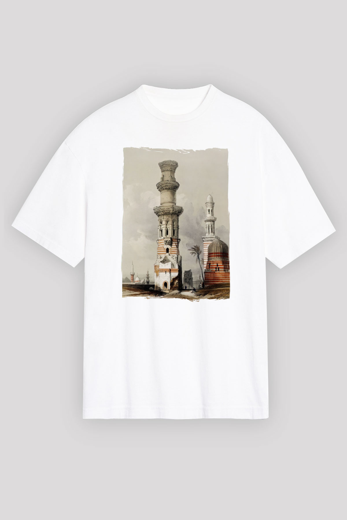Mısır Harabeleri Beyaz Unisex Tişört T-Shirt - TişörtFabrikası