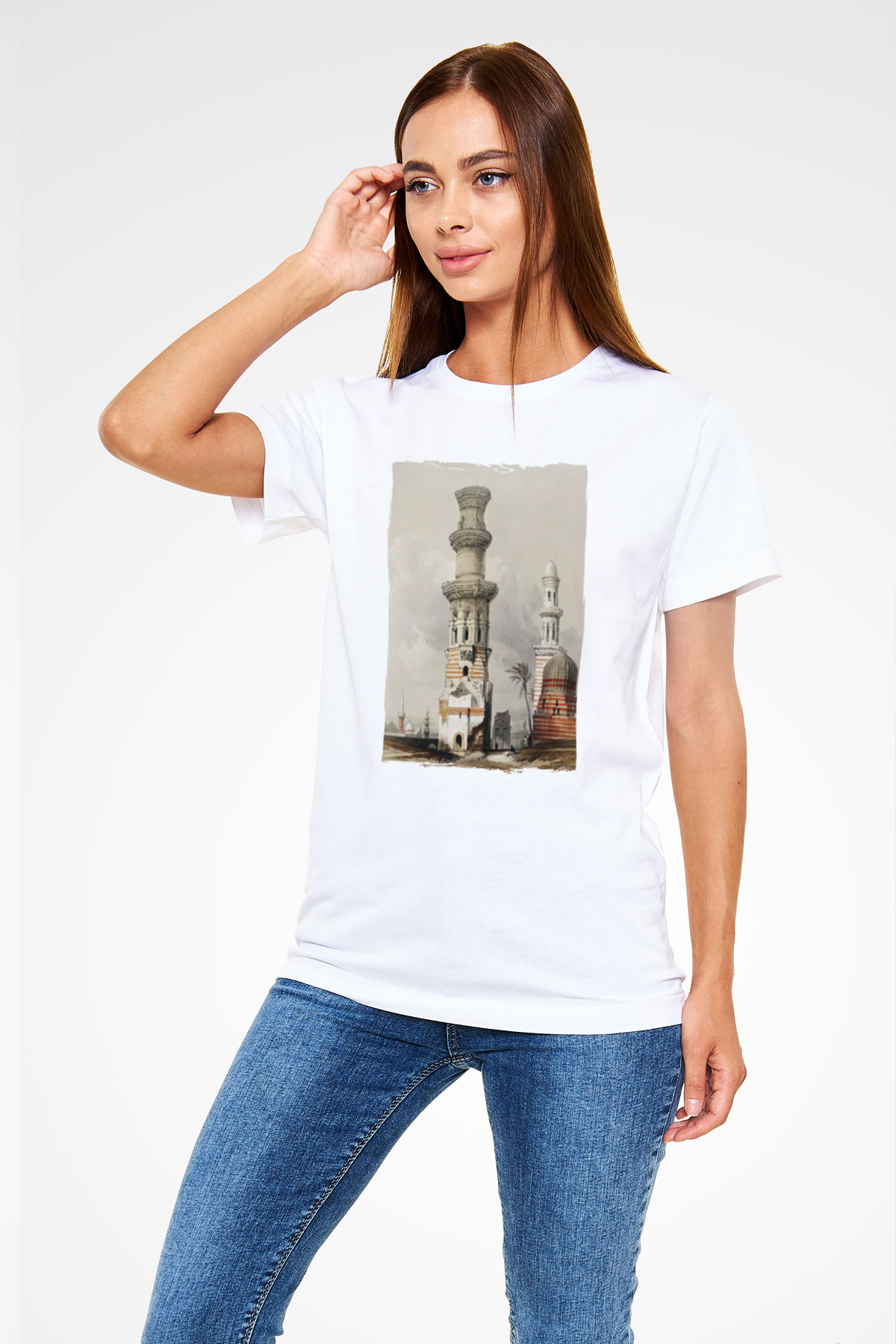 Mısır Harabeleri Beyaz Unisex Tişört T-Shirt - TişörtFabrikası