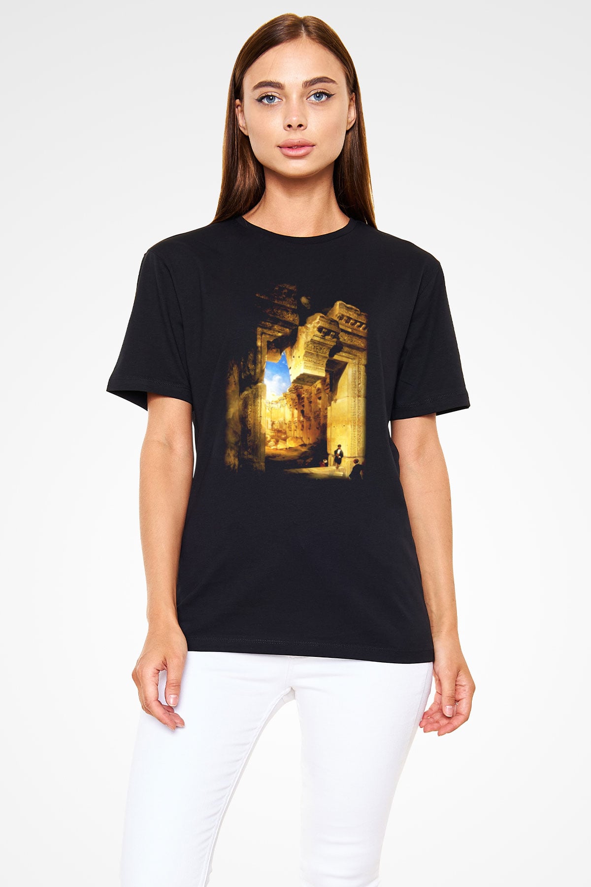 Mısır Harabeleri Siyah Unisex Tişört T-Shirt - TişörtFabrikası