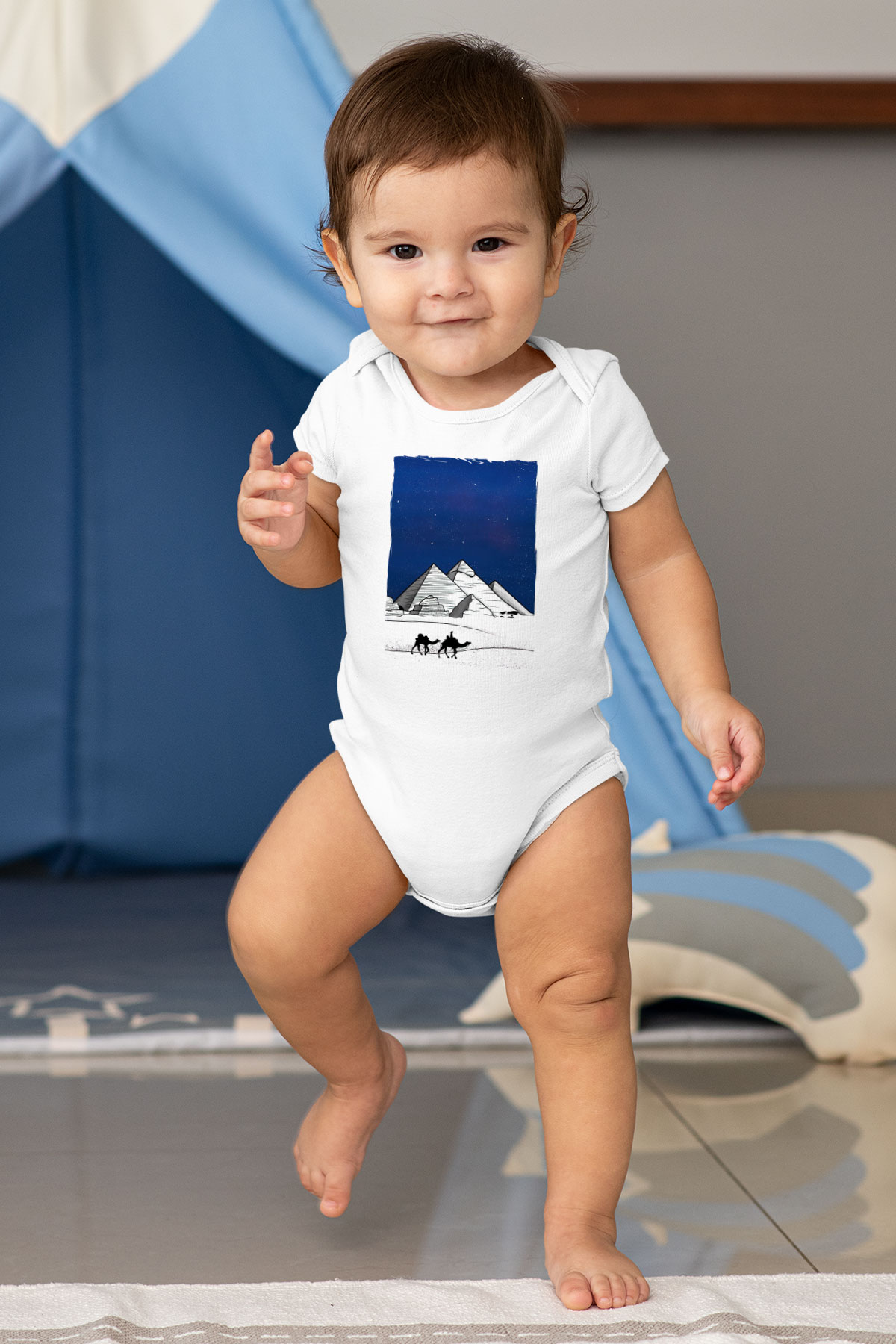Mısır Piramitleri Beyaz Bebek Body - Zıbın