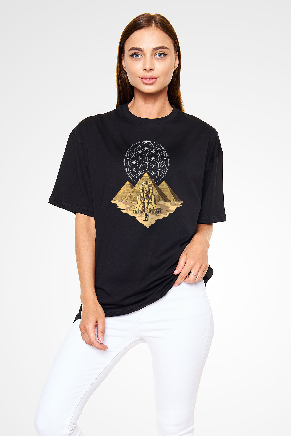 Mısır Piramitleri Siyah Unisex Tişört T-Shirt - TişörtFabrikası