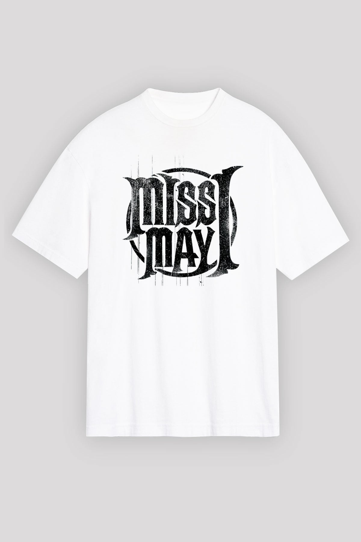Miss May I Beyaz Unisex Oversize Tişört T-Shirt