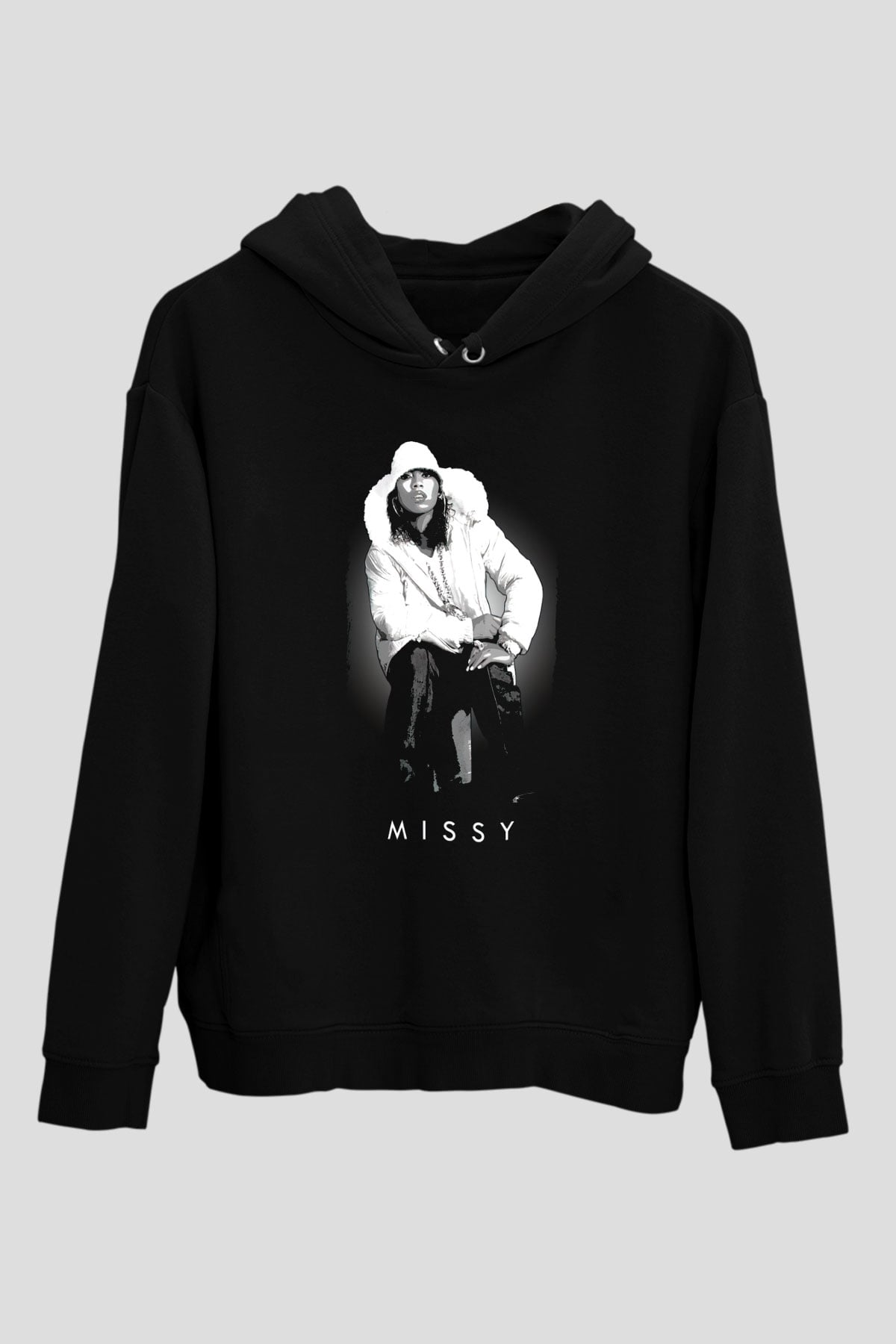 Missy Elliott Siyah Unisex Kapüşonlu Sweatshirt