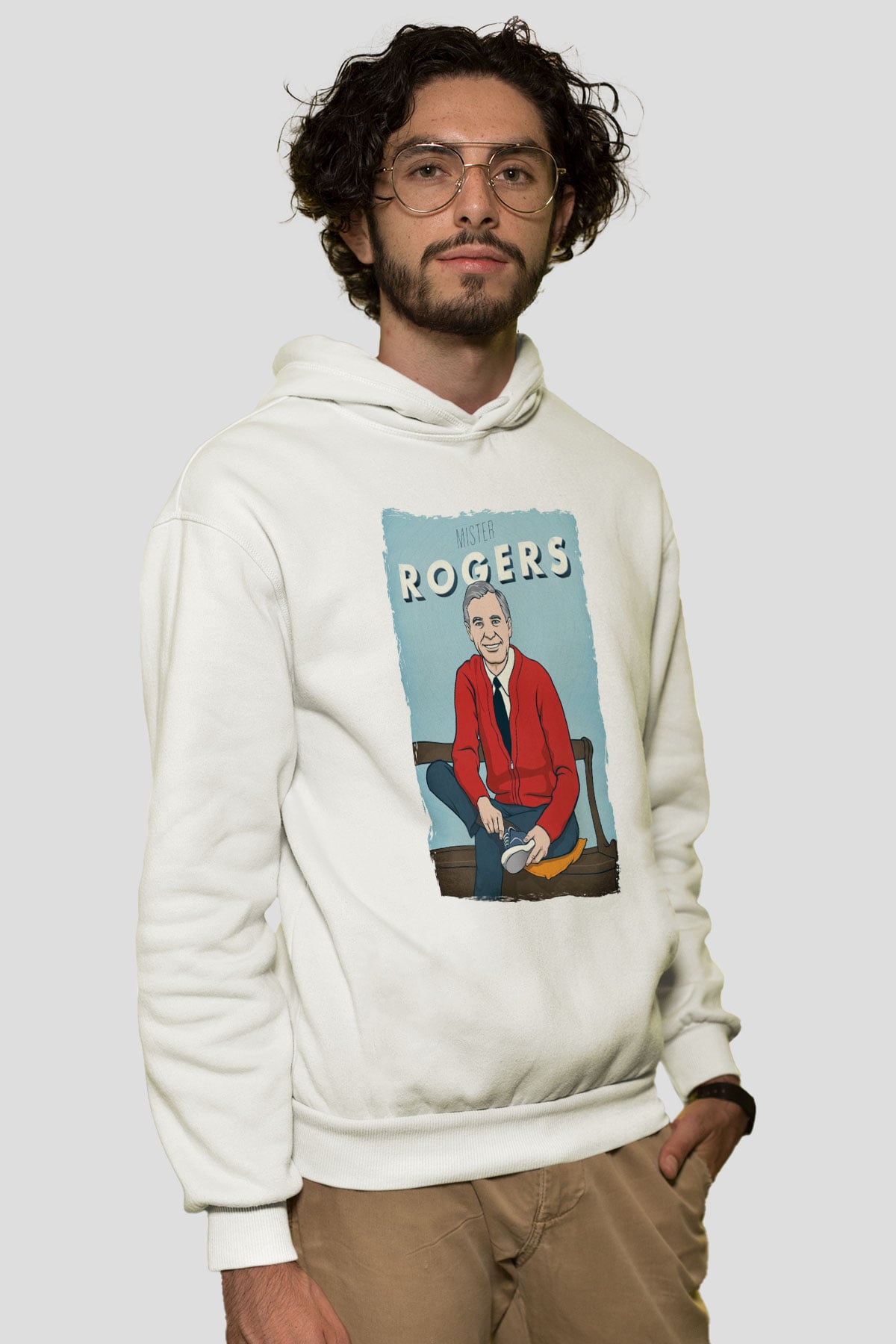 Mister Rogers Neighborhood Beyaz Unisex Hoodie