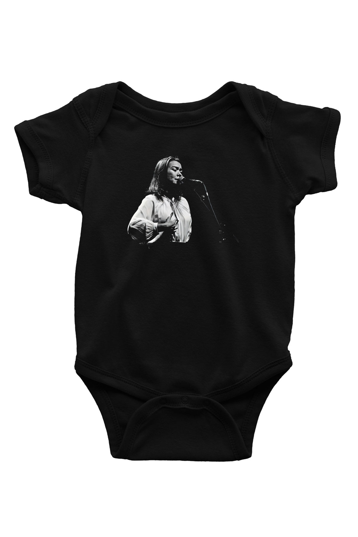 Mitski Baskılı Baskılı Unisex Siyah Bebek Body - Zıbın