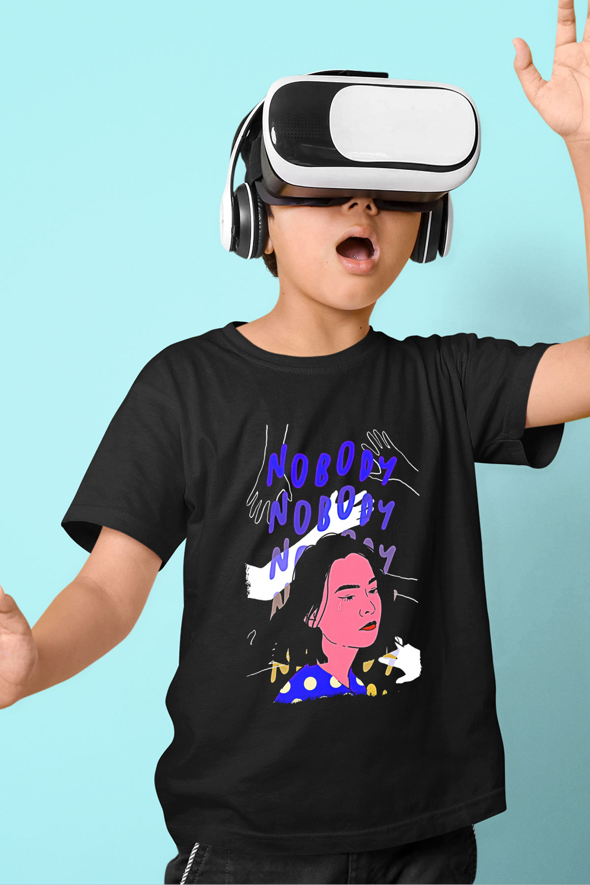 Mitski Baskılı Baskılı Unisex Siyah Çocuk Tişört - Tshirt